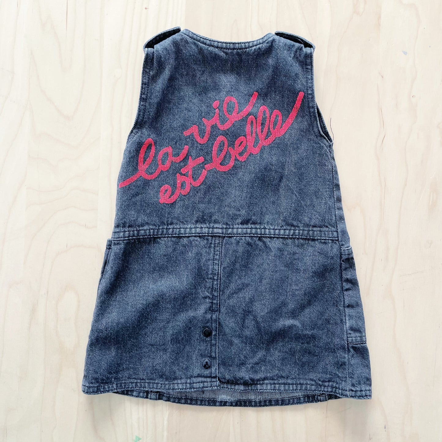 French Black Denim “La Vie Est Belle” Dress