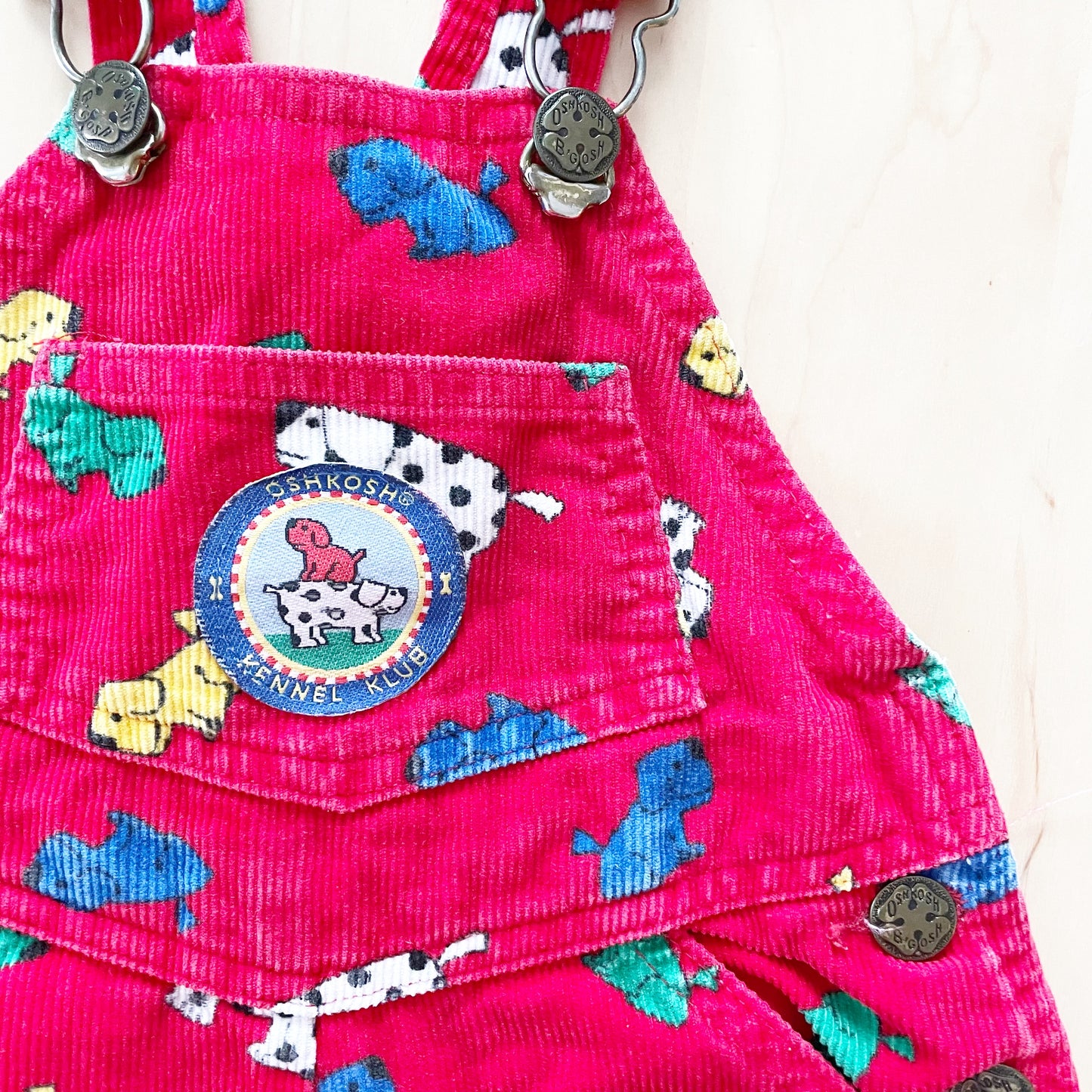 Vintage OshKosh Kennel Club Dog Overalls - Yellow Clover Vintage Kids Clothes