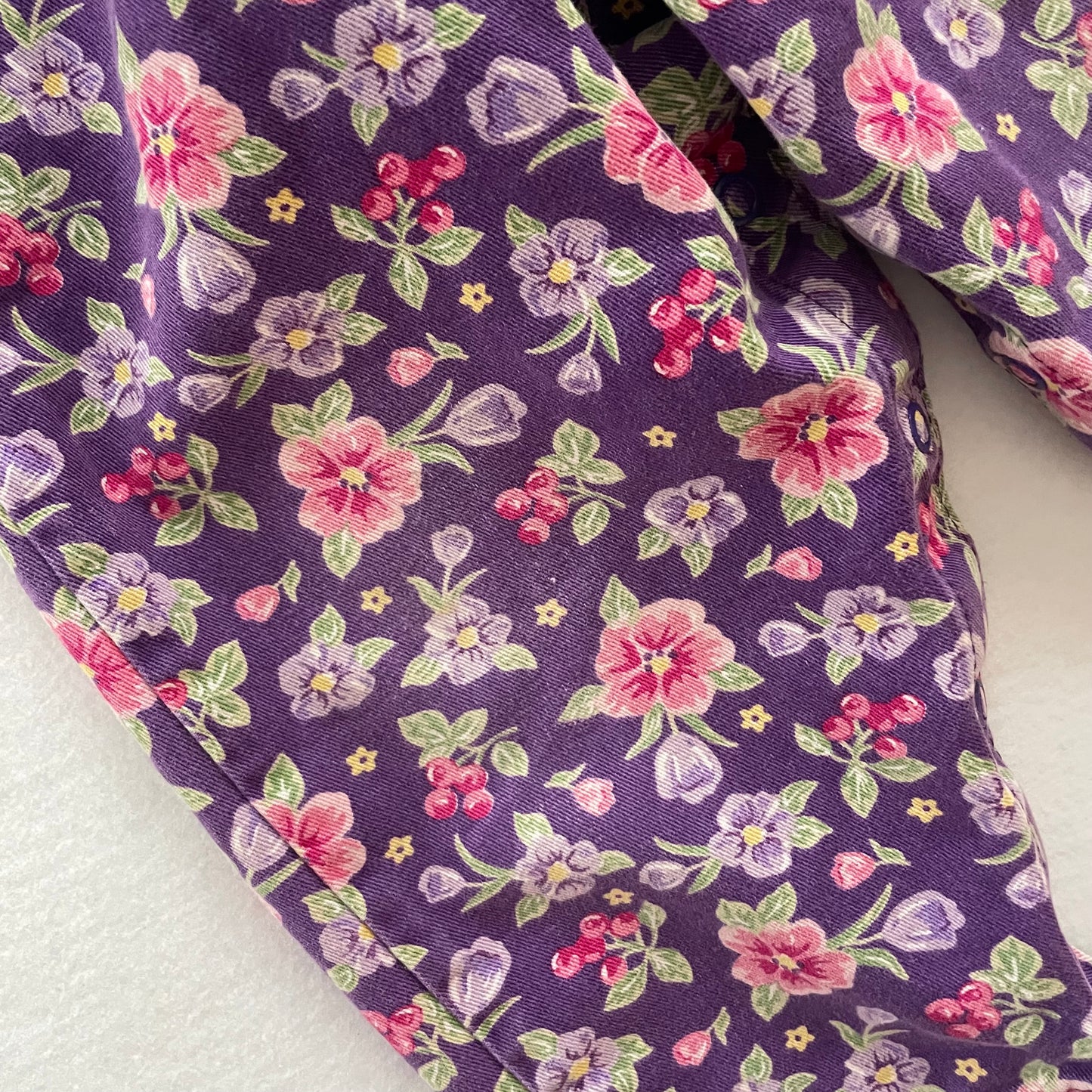 OshKosh Purple Pansy Overalls - Yellow Clover Vintage Kids Clothes
