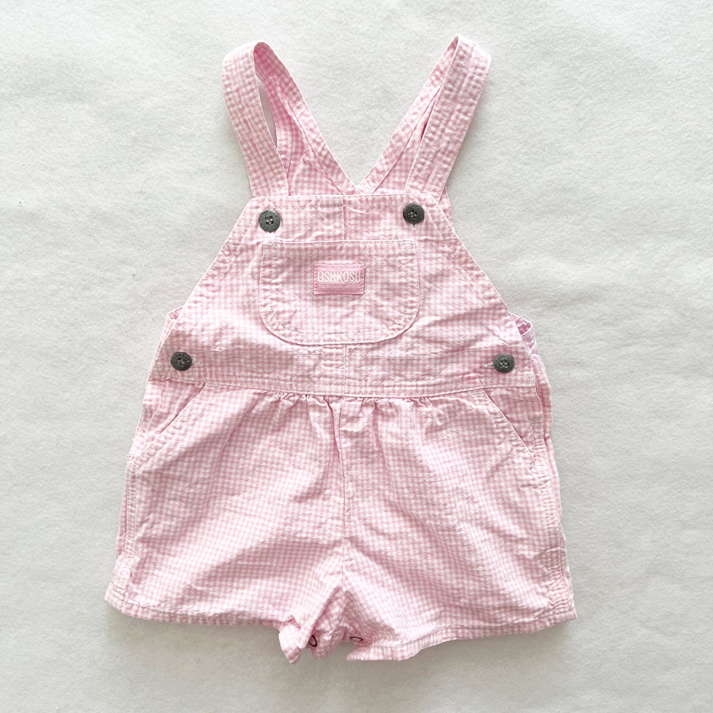 OshKosh Pink Gingham Shortalls - Yellow Clover Vintage Kids Clothes