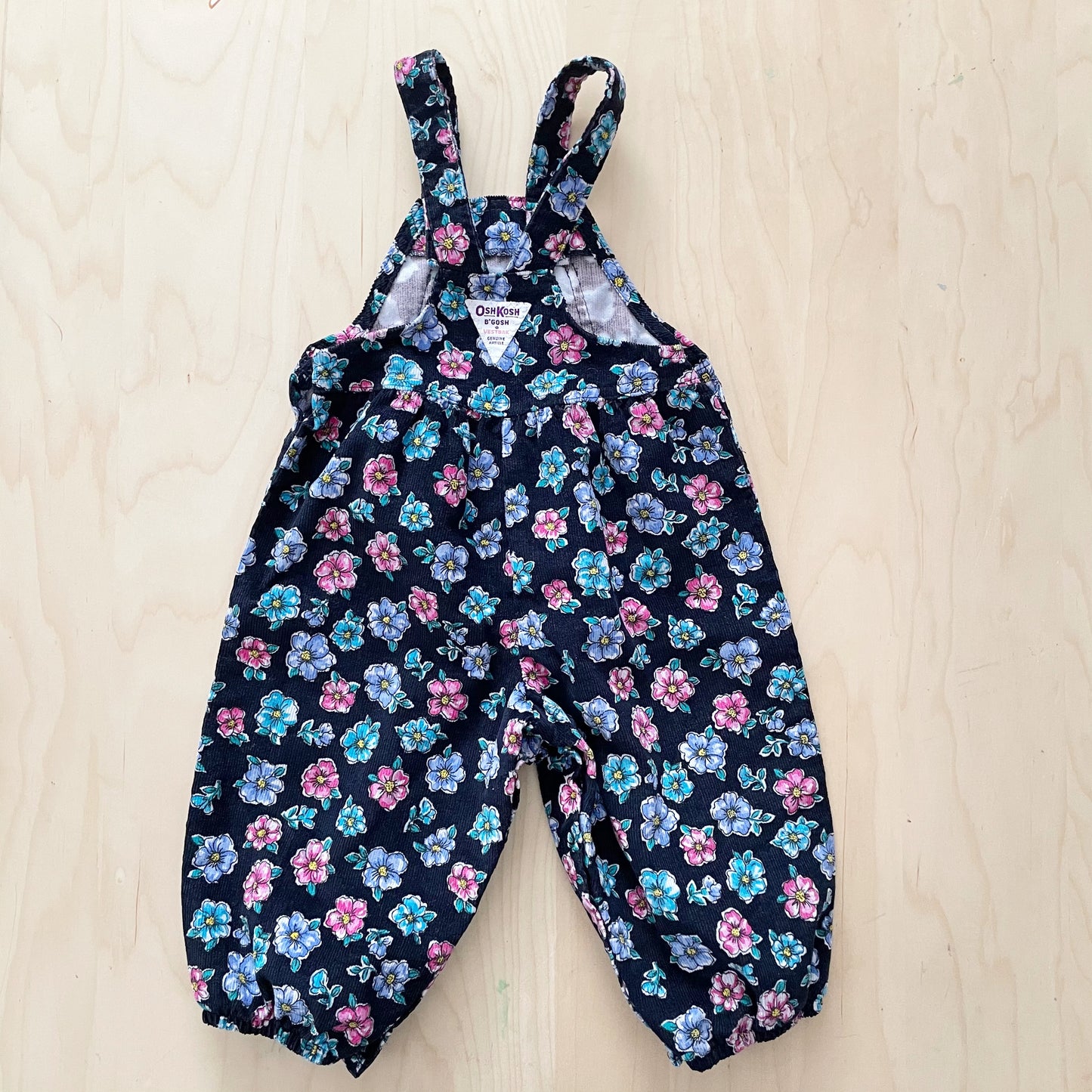 OshKosh Black Floral Cord Overalls - Yellow Clover Vintage Kids Clothes