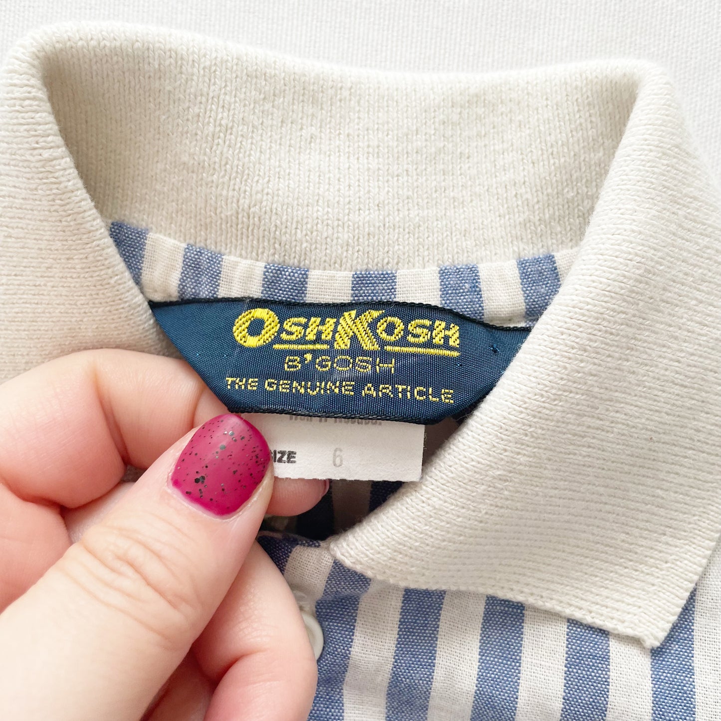 OshKosh Blue Stripe Button Up Shirt - Yellow Clover Vintage Kids Clothes