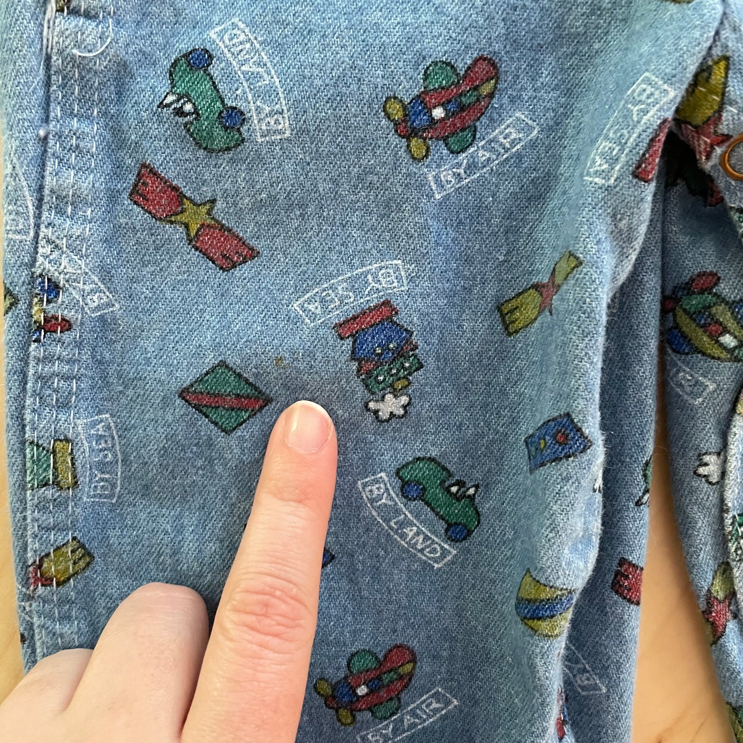 Liberty Vehicle Print Denim Overalls - Yellow Clover Vintage Kids Clothes