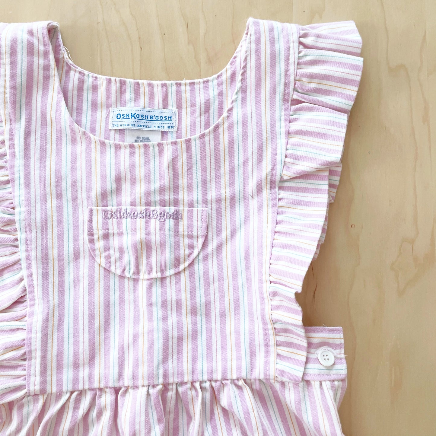 Vintage OshKosh Lilac Striped Pinafore Dress - Yellow Clover Vintage Kids Clothes
