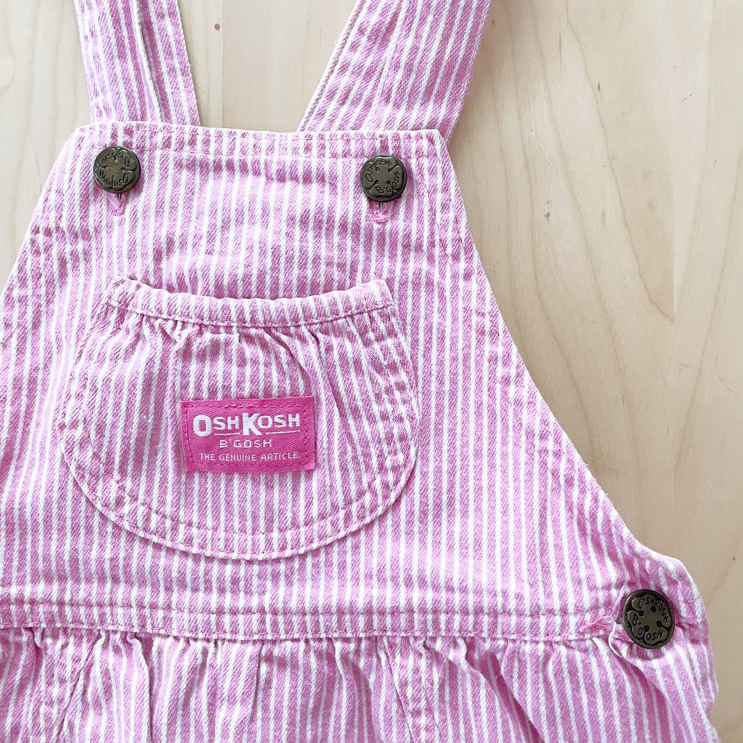Vintage OshKosh Hickory Striped Shortalls - Yellow Clover Vintage Kids Clothes
