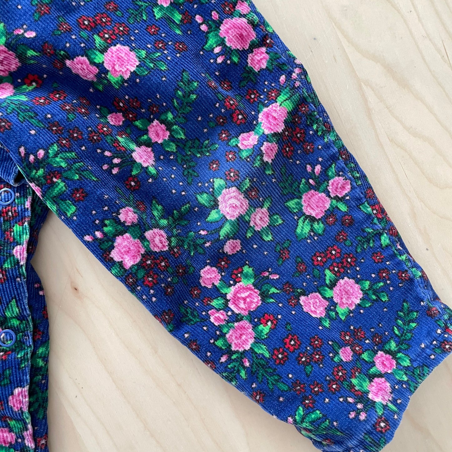 OshKosh Blue Floral Cord Overalls - Yellow Clover Vintage Kids Clothes
