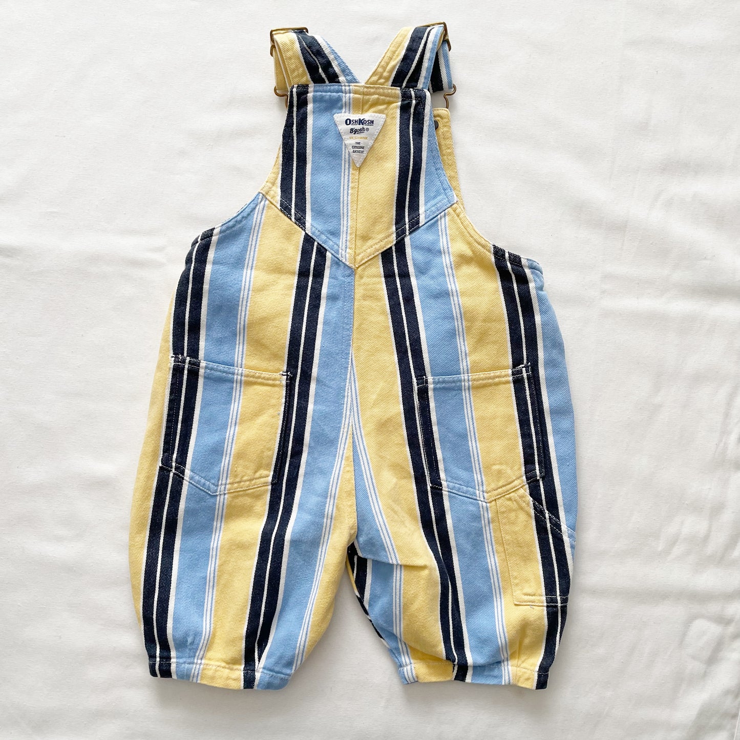 OshKosh Cropped Baggy Cut Overalls - Yellow Clover Vintage Kids Clothes