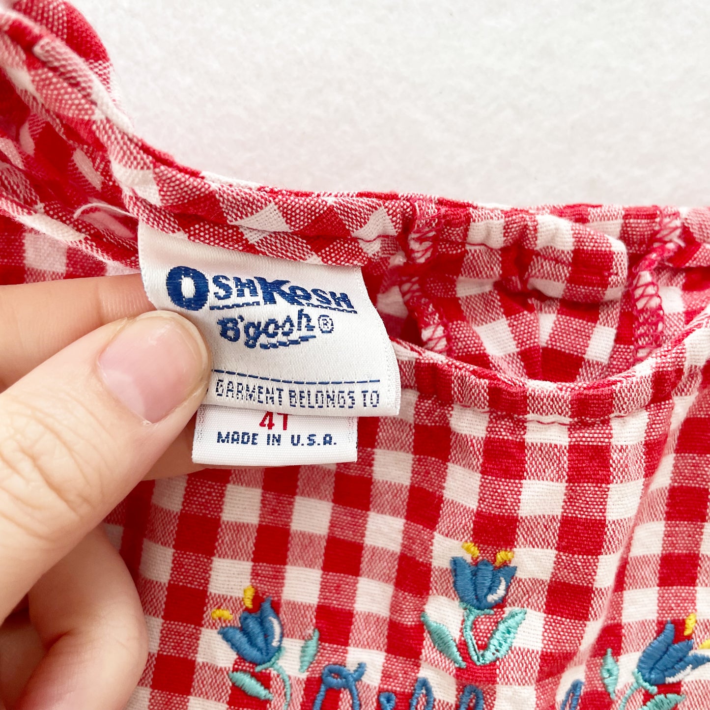 OshKosh Gingham Embroidered Dress - Yellow Clover Vintage Kids Clothes