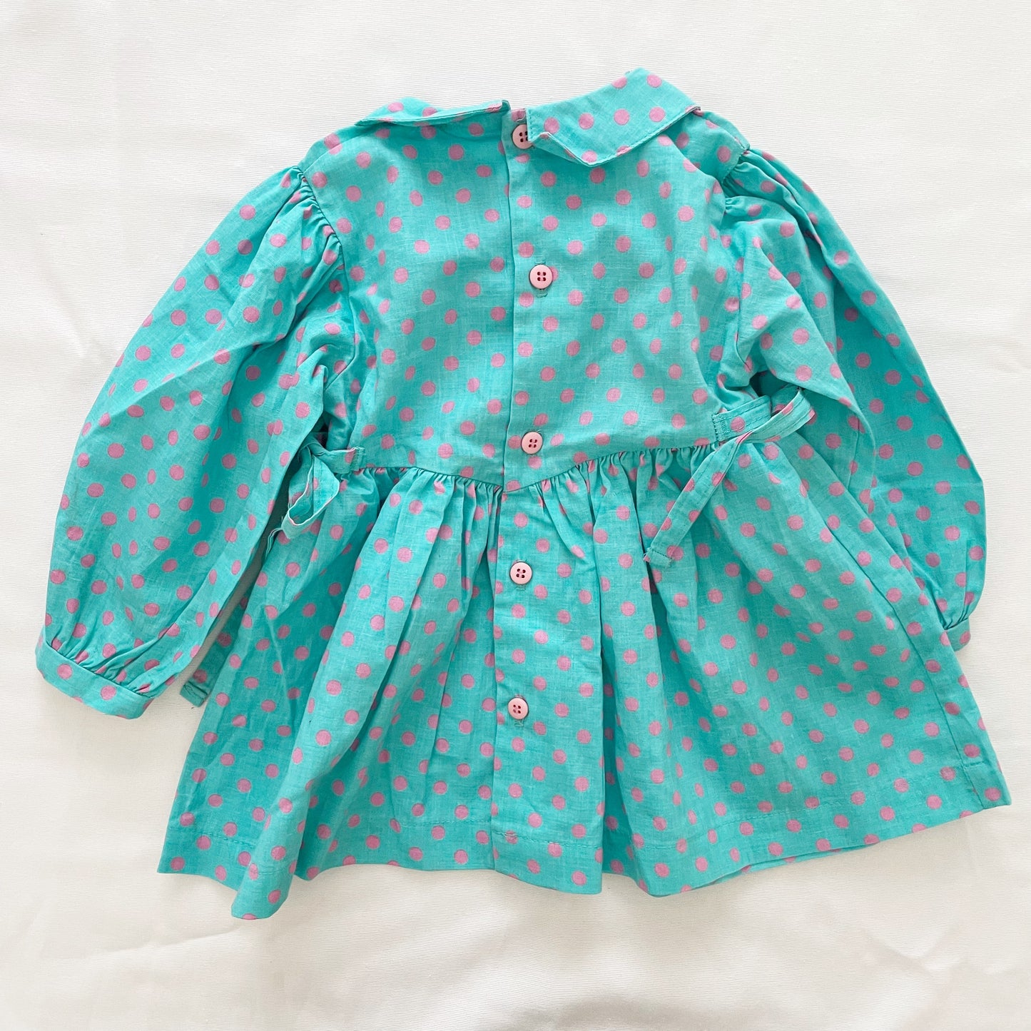 OshKosh Turquoise Polka Dot Dress - Yellow Clover Vintage Kids Clothes