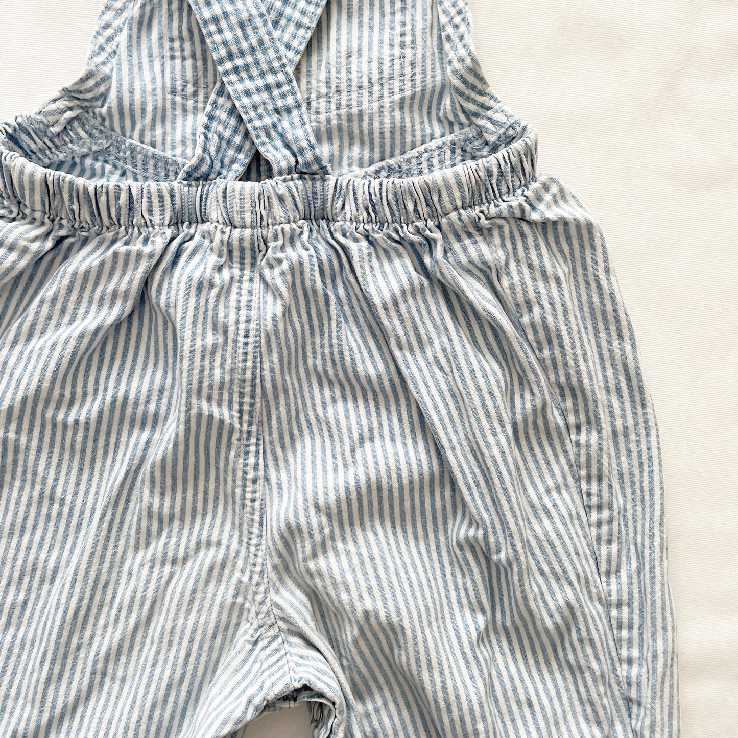OshKosh Light Blue Striped Gingham Bubble Overalls