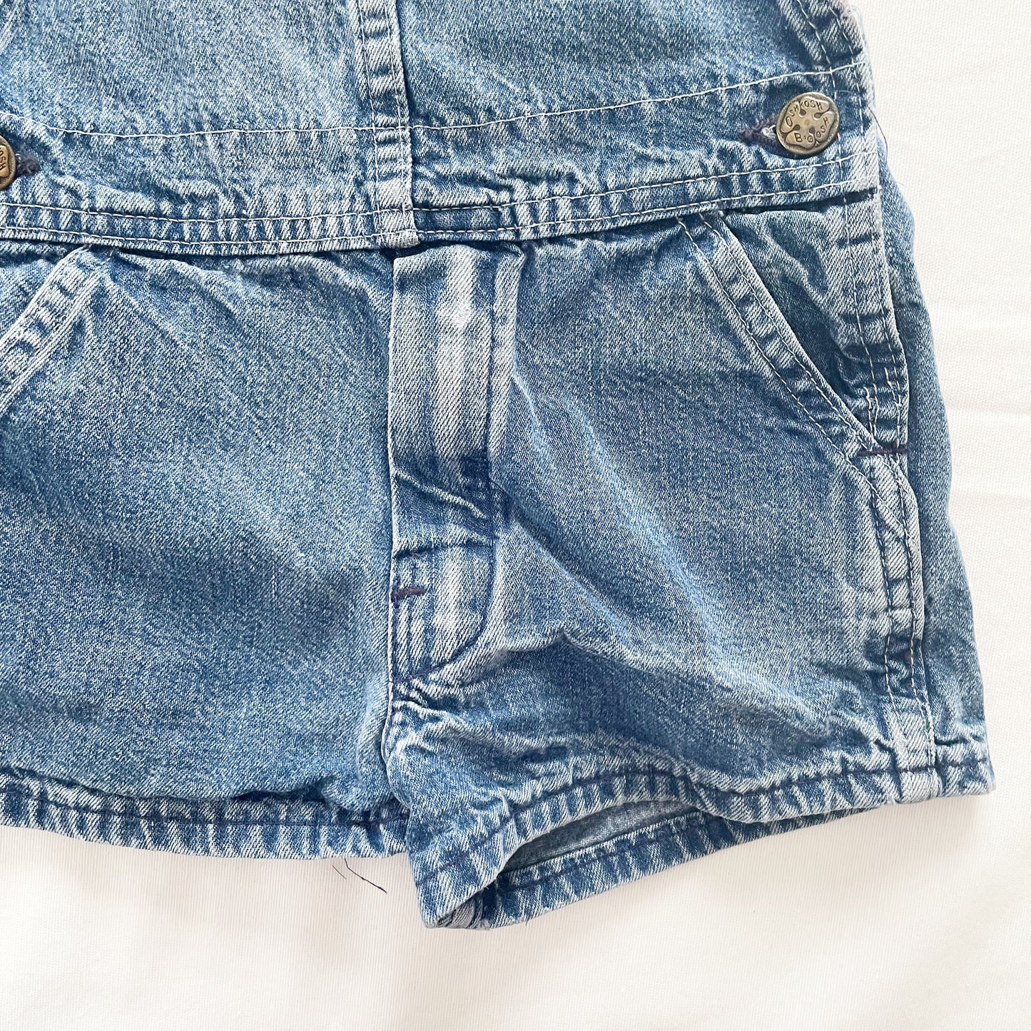 OshKosh Classic Cut Denim Shortalls - Yellow Clover Vintage Kids Clothes