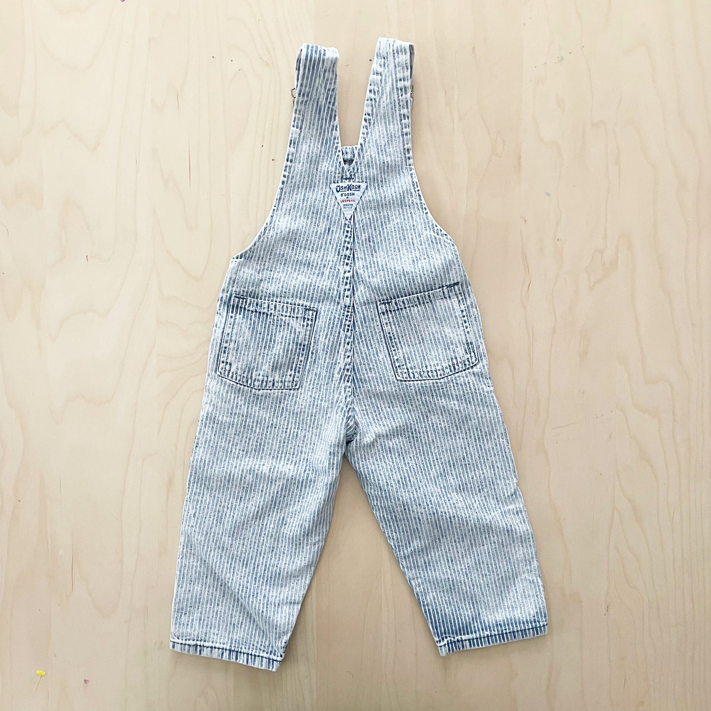 OshKosh Acid Wash Hickory Striped Overalls - Yellow Clover Vintage Kids Clothes