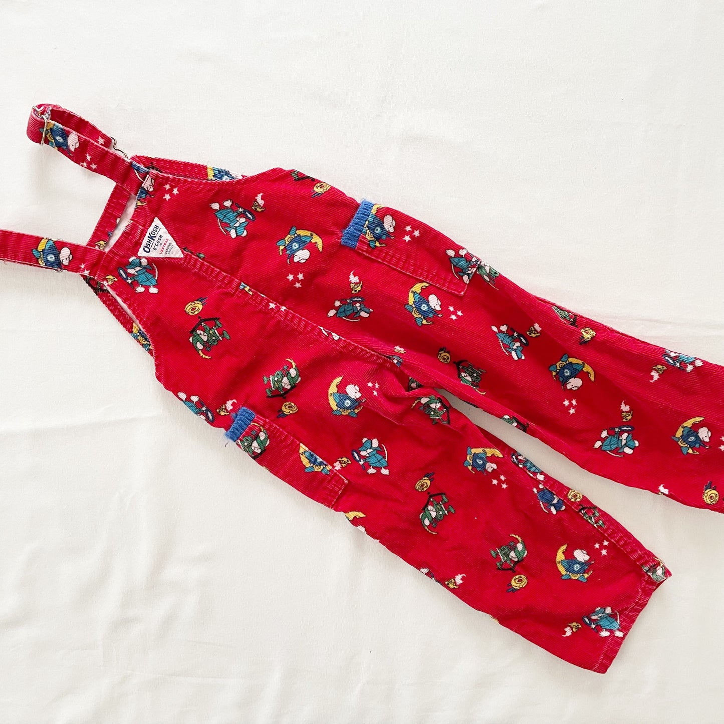 OshKosh Detective Mouse Cord Overalls - Yellow Clover Vintage Kids Clothes
