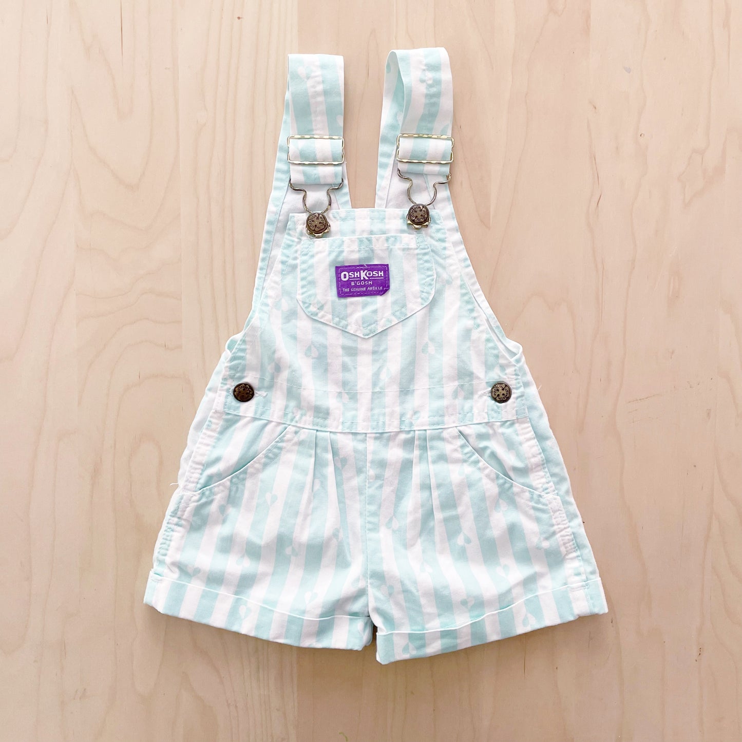OshKosh Heart Striped Shortalls - Yellow Clover Vintage Kids Clothes