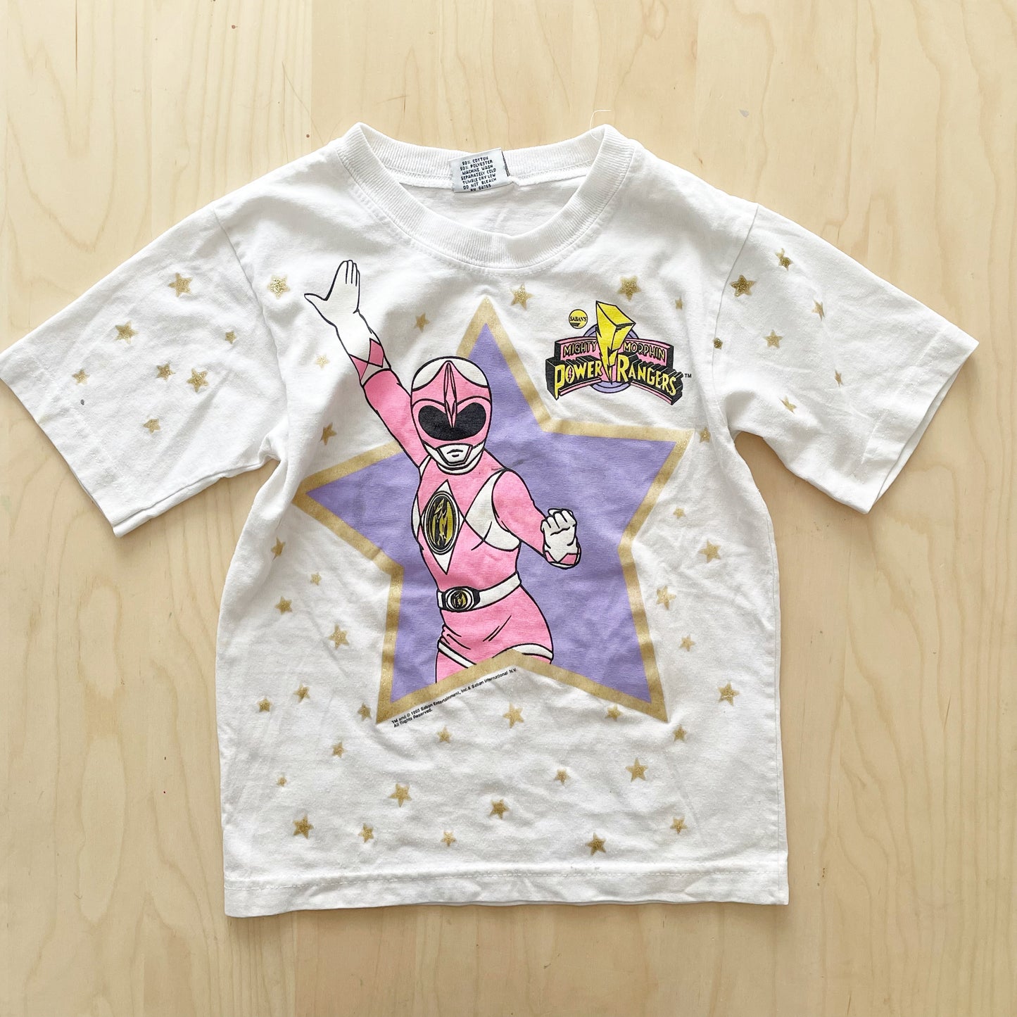 Power Rangers Kimberly Glitter Star Tee - Yellow Clover Vintage Kids Clothes