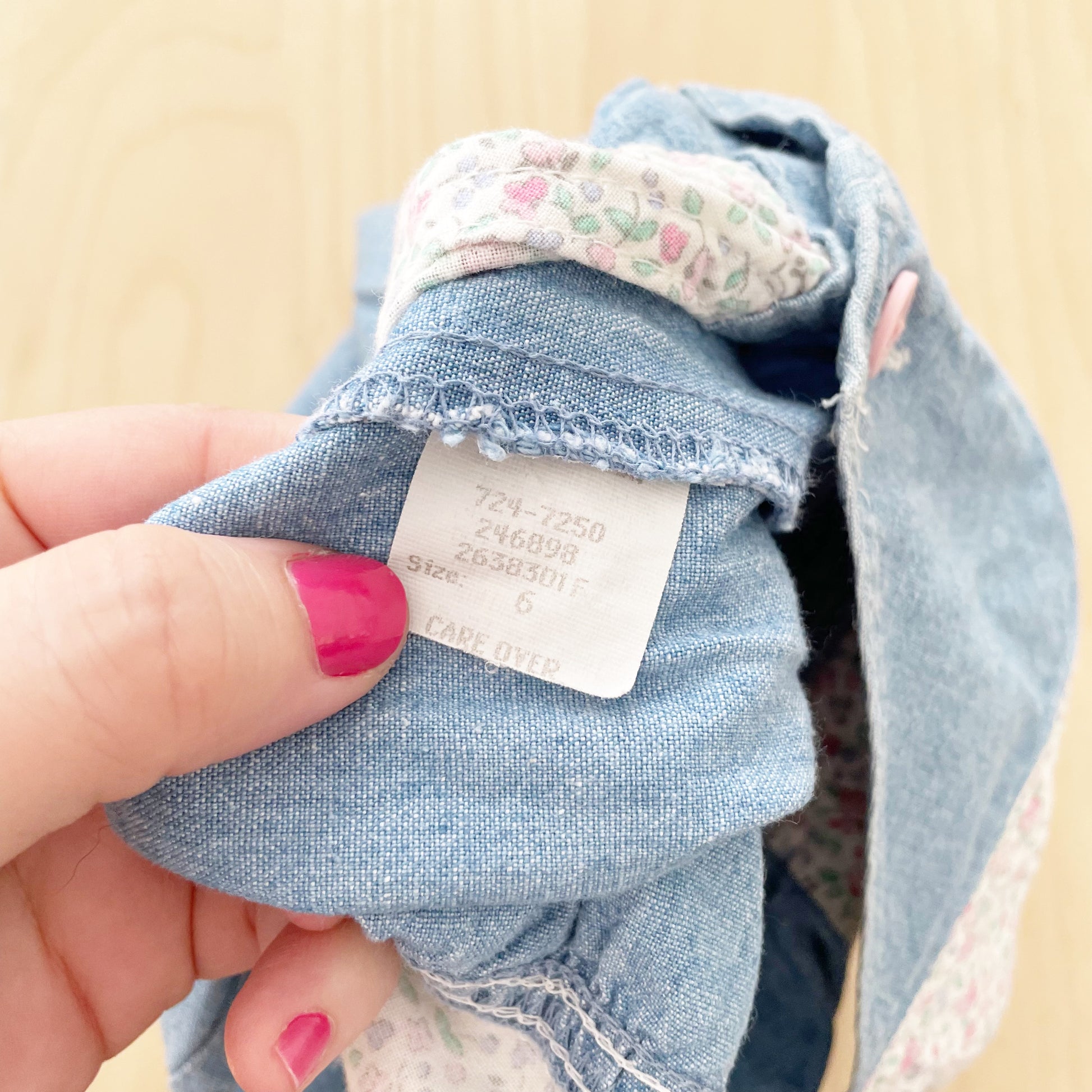 OshKosh Chambray Floral Bow Front Shortalls - Yellow Clover Vintage Kids Clothes