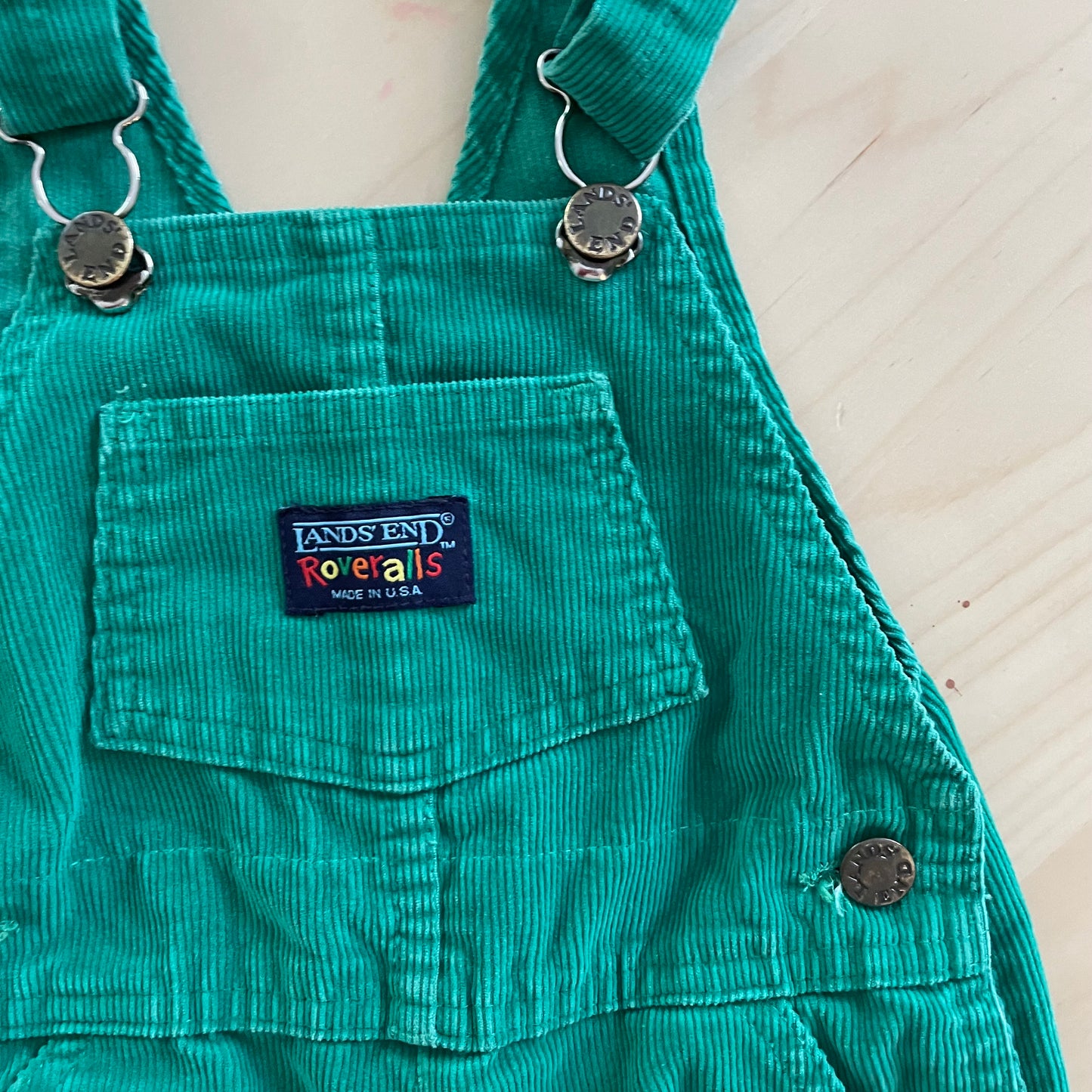 Lands’ End Green Cord Overalls - Yellow Clover Vintage Kids Clothes