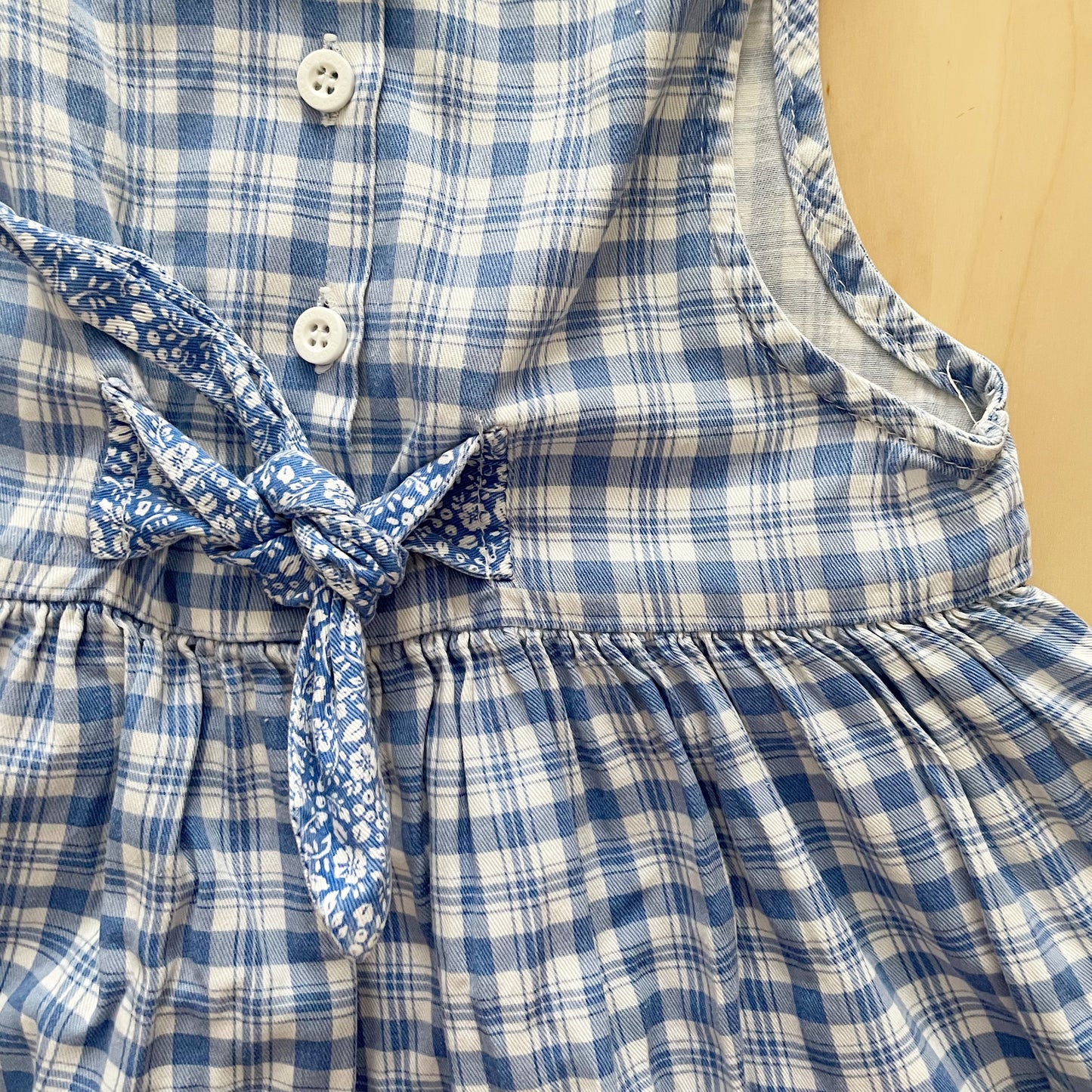 OshKosh Teacup Plaid Tie Back Dress - Yellow Clover Vintage Kids Clothes