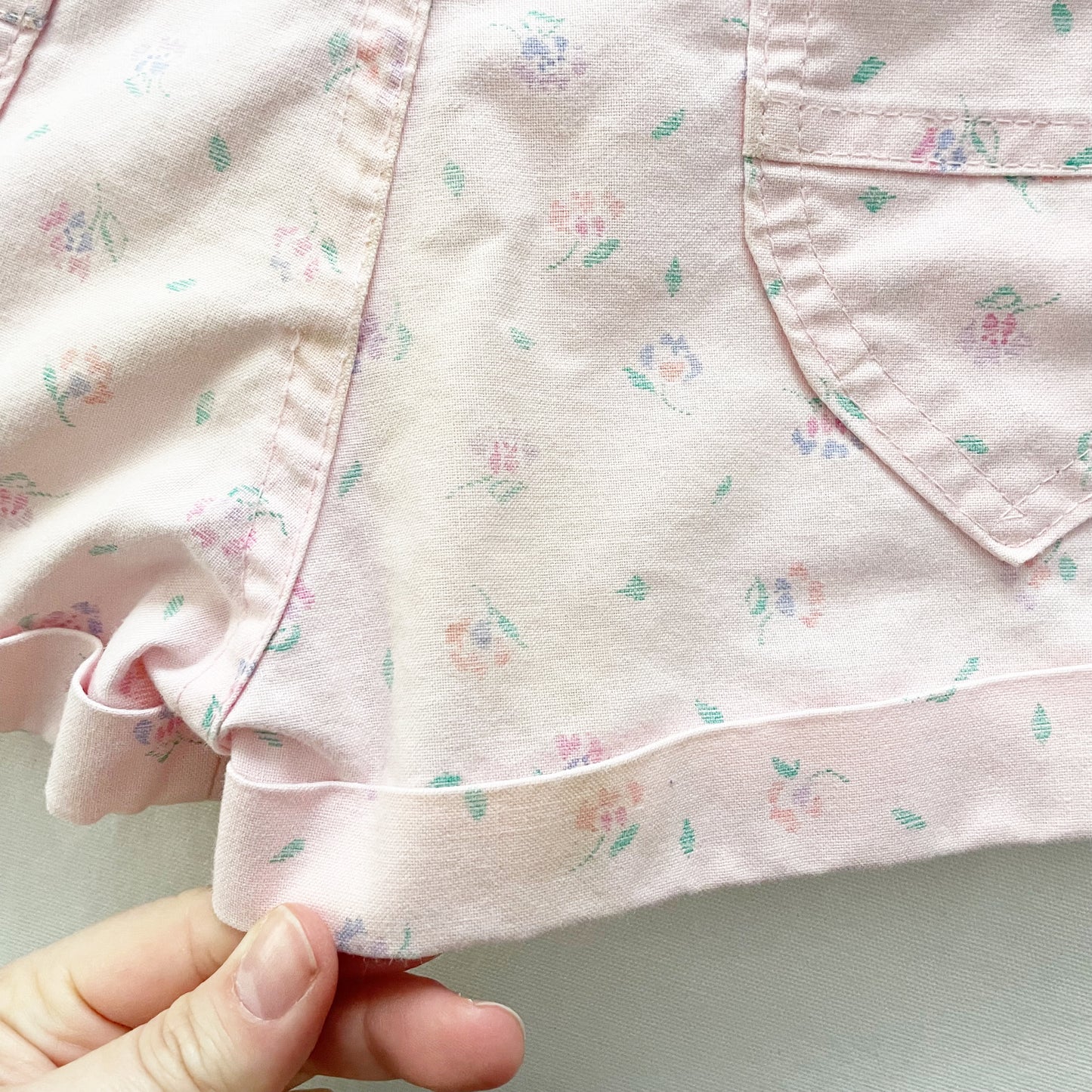 OshKosh Light Pink Floral Print Shortalls Set - Yellow Clover Vintage Kids Clothes