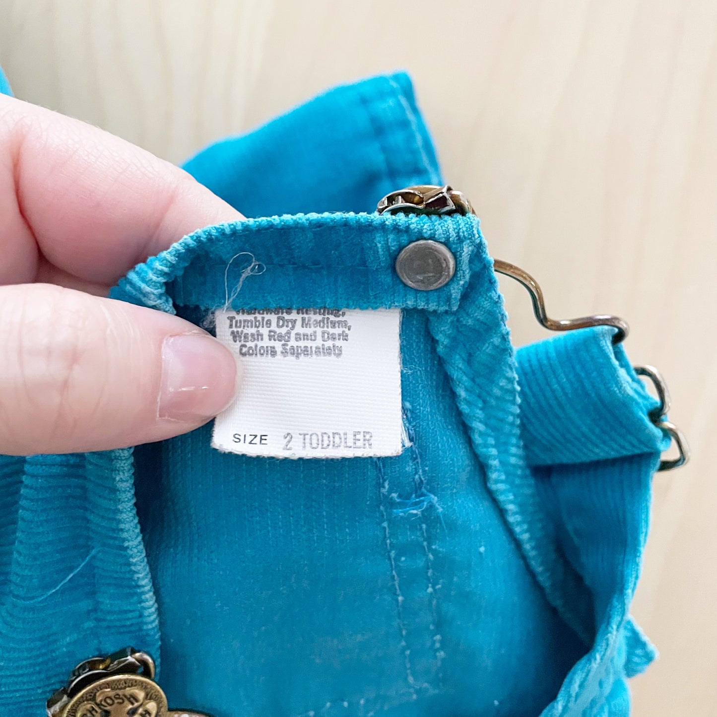 OshKosh Turquoise Cord Overalls - Yellow Clover Vintage Kids Clothes
