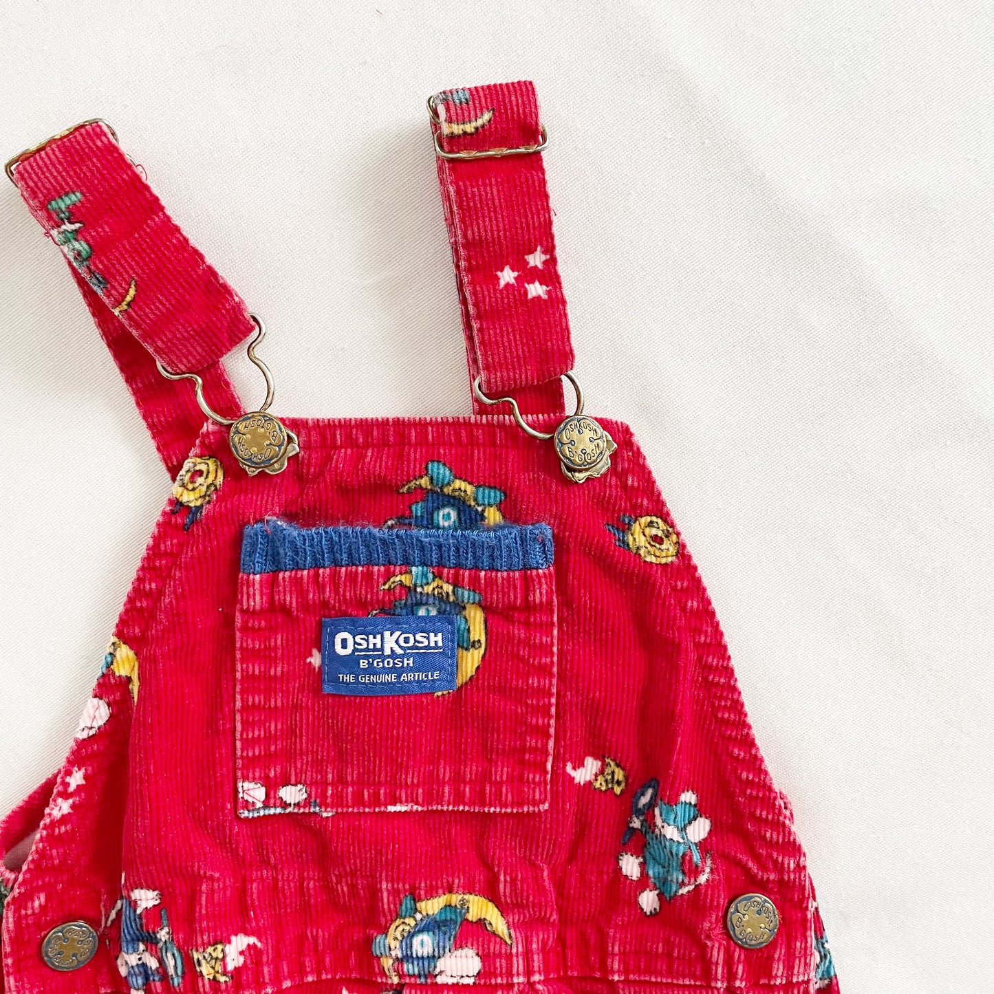 OshKosh Detective Mouse Cord Overalls - Yellow Clover Vintage Kids Clothes