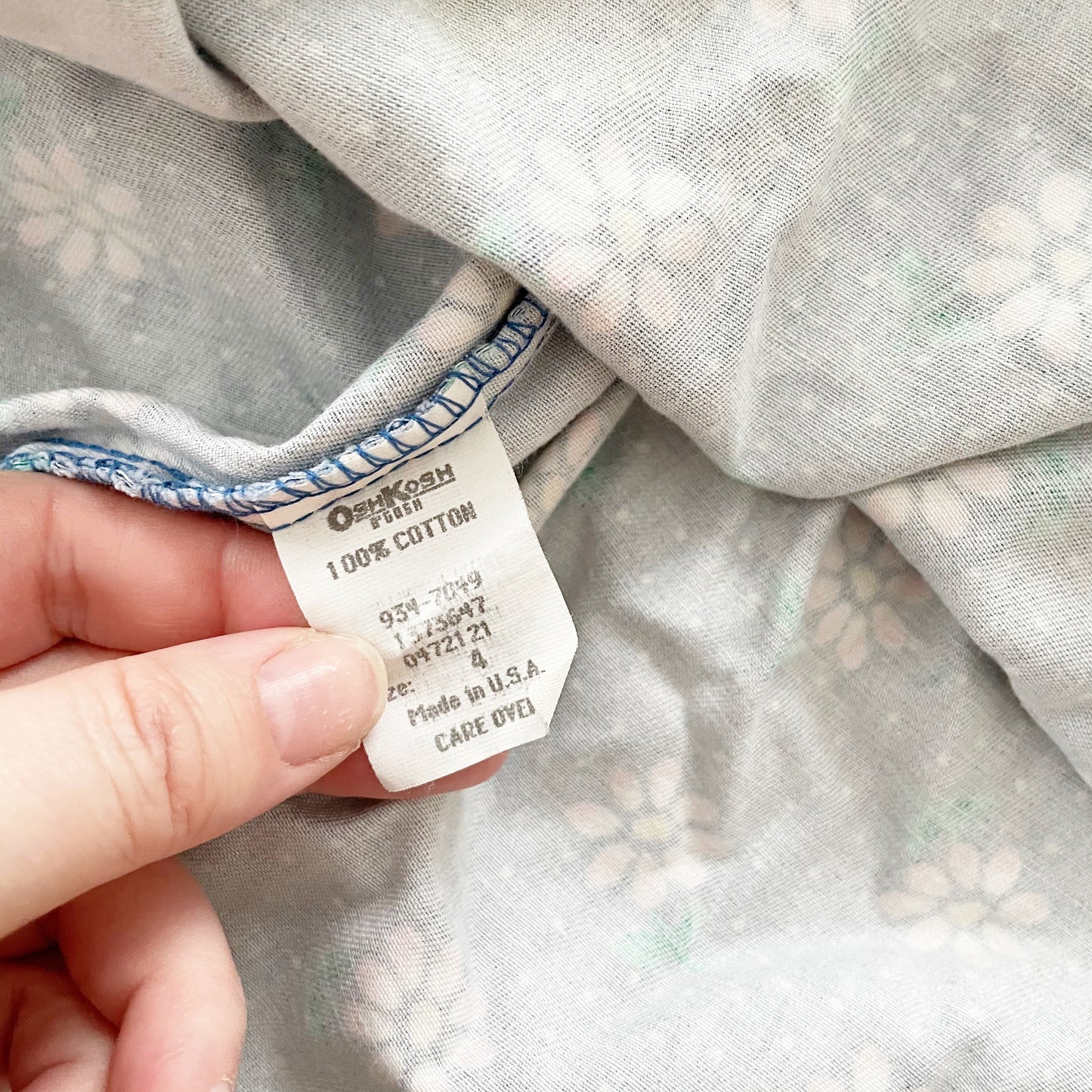Vintage OshKosh Blue Floral Skirtall - Yellow Clover Vintage Kids Clothes