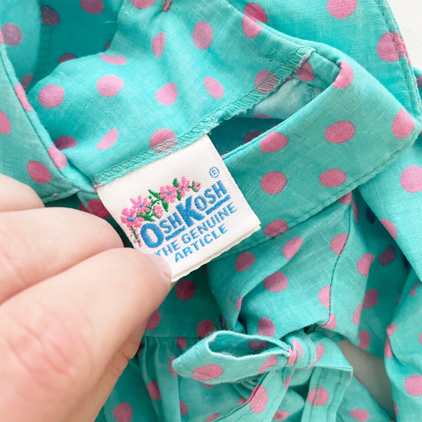 OshKosh Turquoise Polka Dot Dress - Yellow Clover Vintage Kids Clothes
