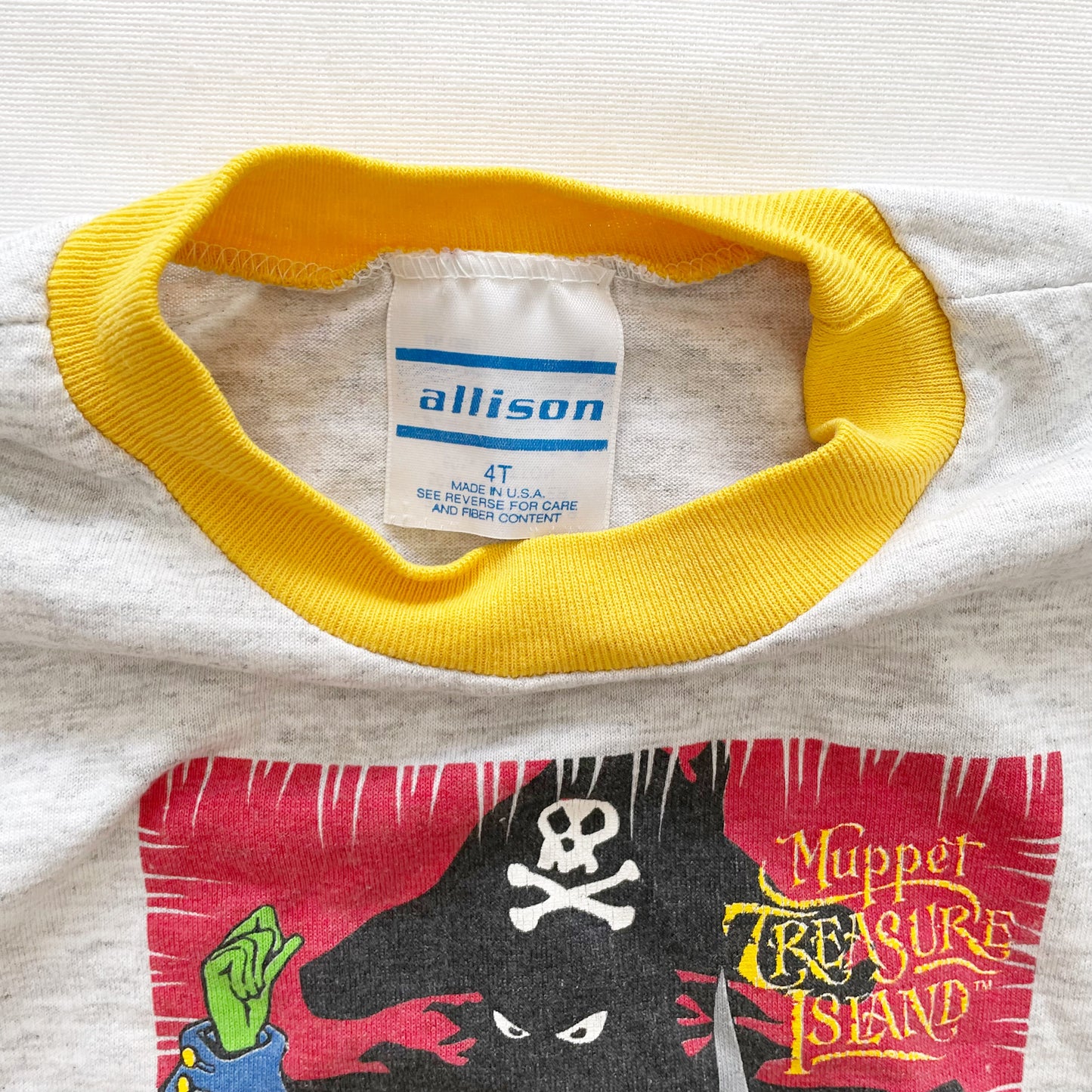 Muppet Treasure Island Colorblock Tee - Yellow Clover Vintage Kids Clothes