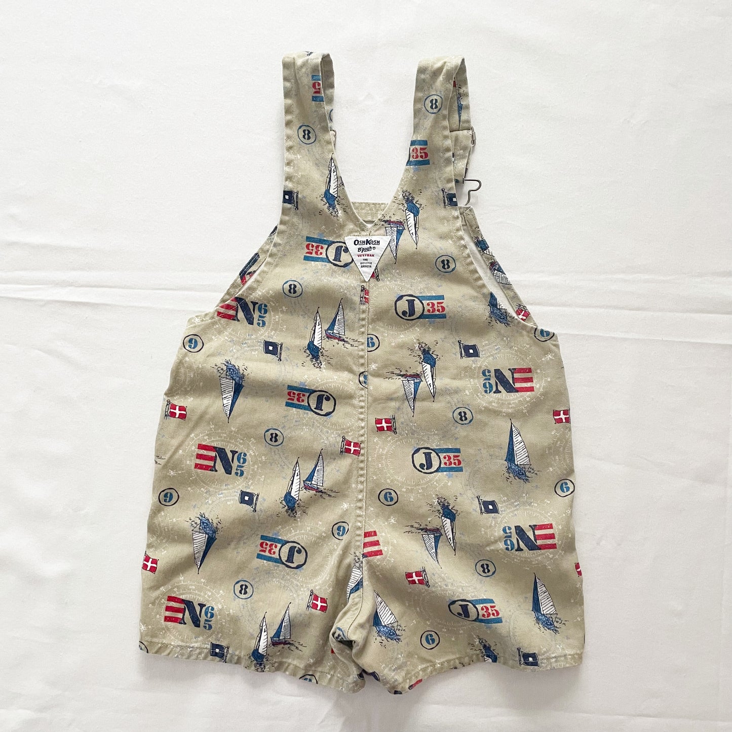 OshKosh Nautical Print Shortalls - Yellow Clover Vintage Kids Clothes