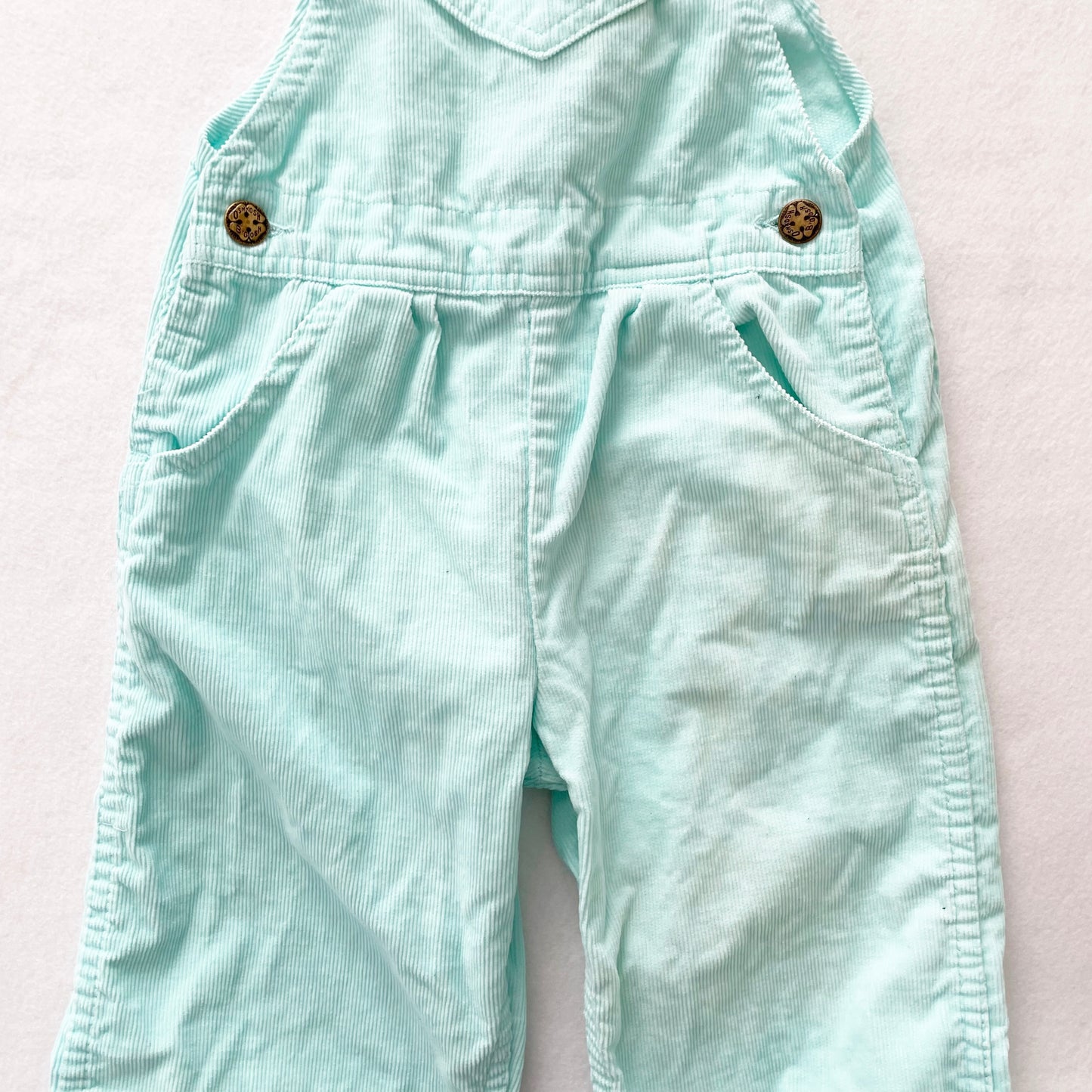 OshKosh Mint Blue Cord Overalls - Yellow Clover Vintage Kids Clothes