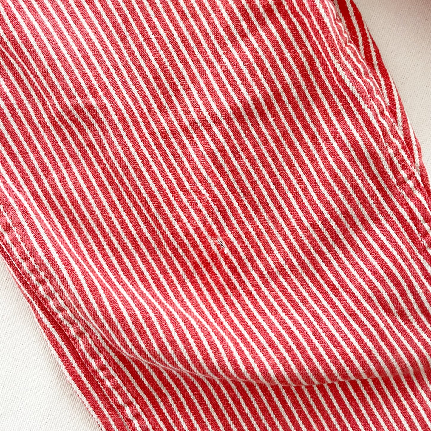 OshKosh Red Hickory Stripe Overalls - Yellow Clover Vintage Kids Clothes