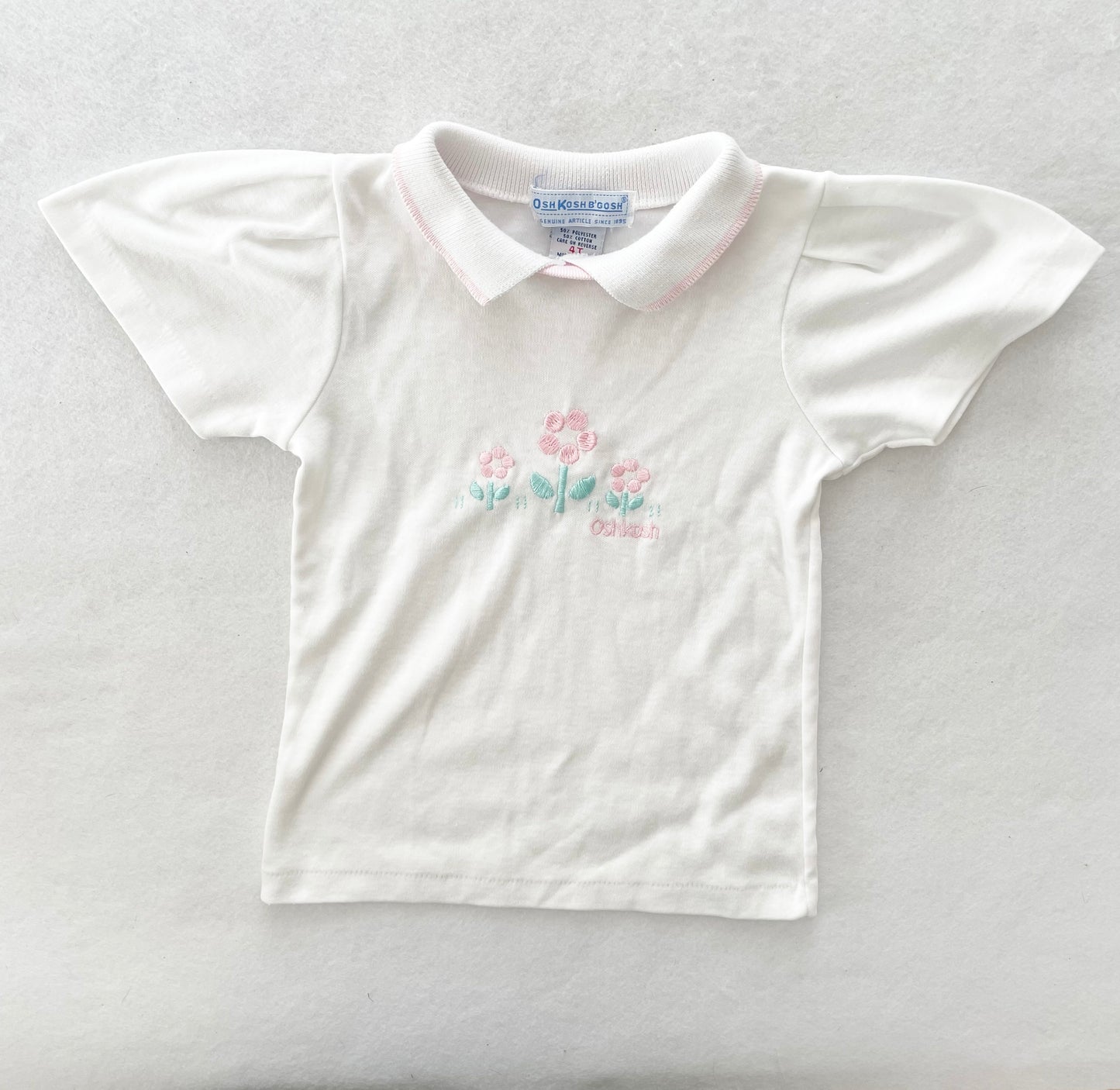 OshKosh Flower Embroidered Top - Yellow Clover Vintage Kids Clothes