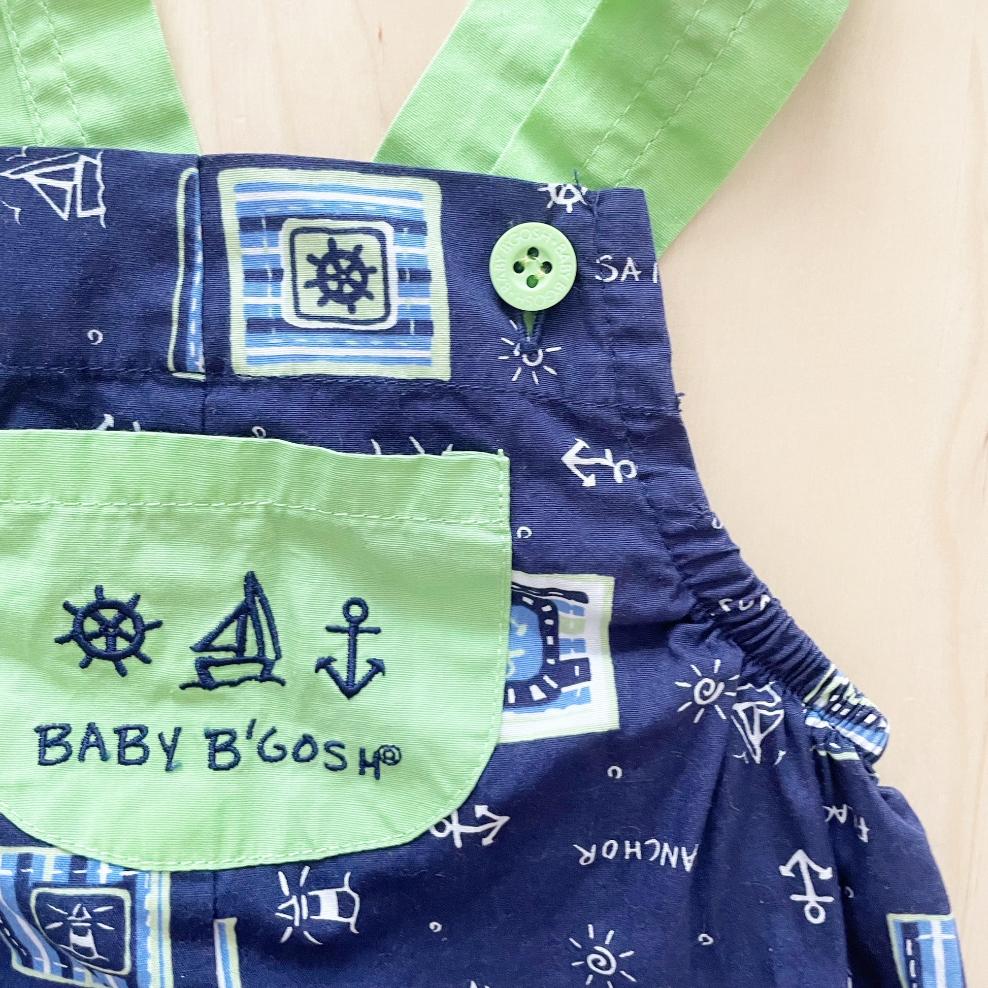 Baby B’gosh Nautical Cotton Bubble Romper - Yellow Clover Vintage Kids Clothes