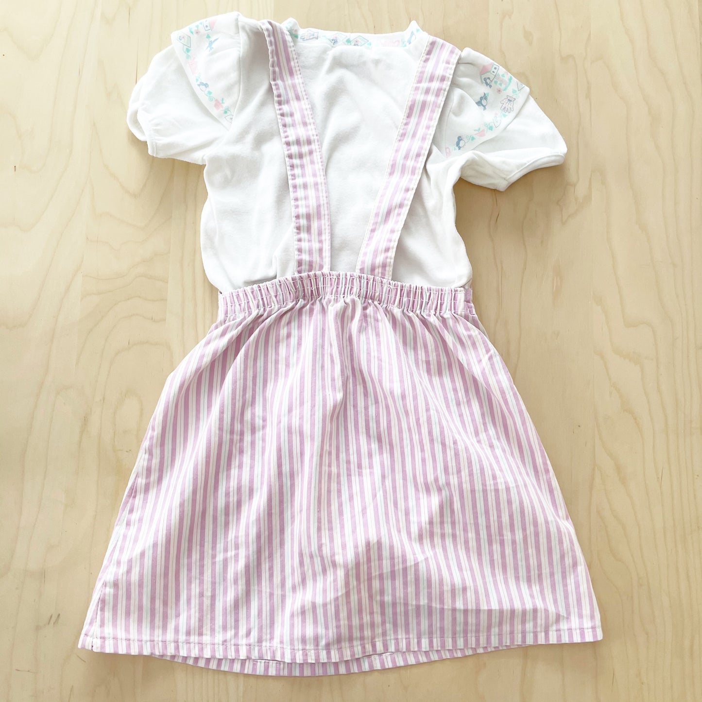 Vintage OshKosh Lilac Striped Skirtall Set - Yellow Clover Vintage Kids Clothes