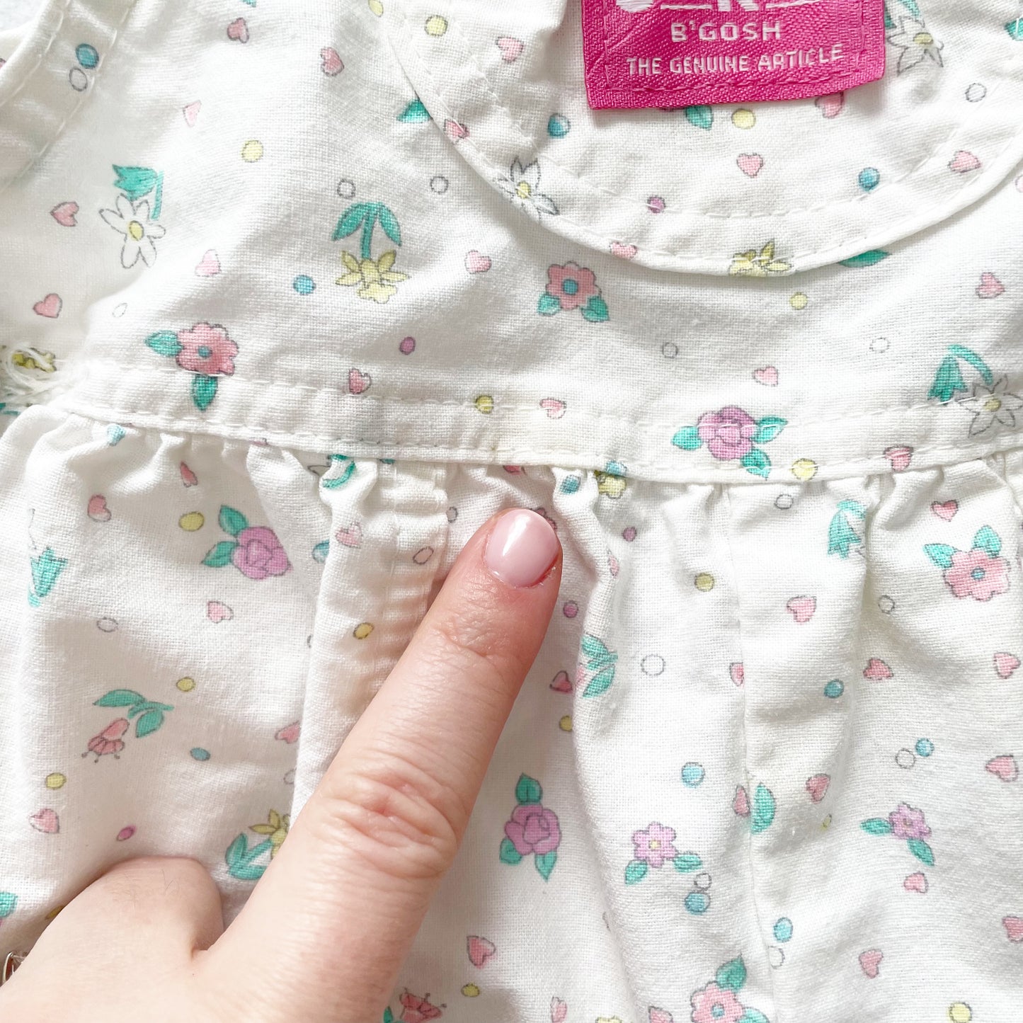 OshKosh White Floral Bubble Overalls - Yellow Clover Vintage Kids Clothes