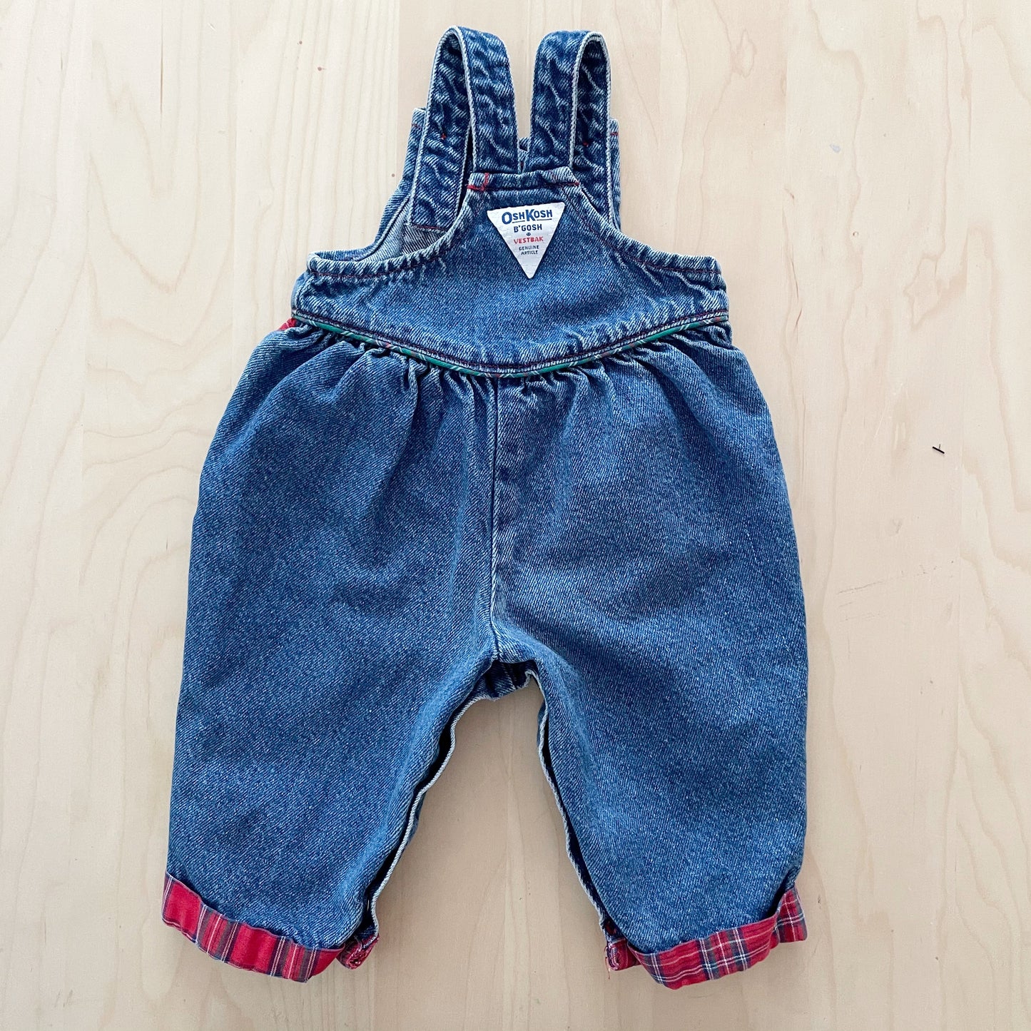 OshKosh Plaid Accent Denim Overalls - Yellow Clover Vintage Kids Clothes