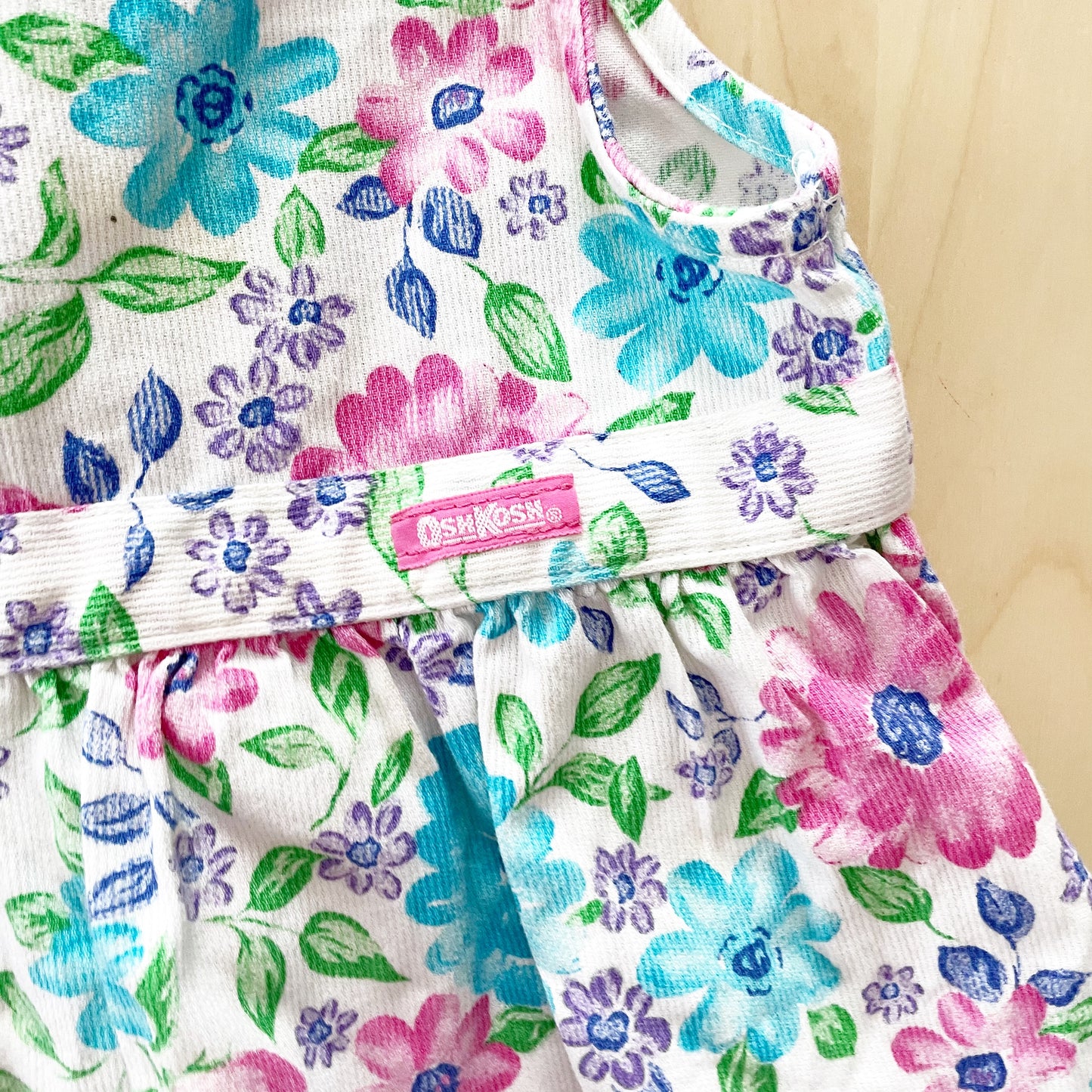 Vintage OshKosh Bright Floral Tie Back Dress - Yellow Clover Vintage Kids Clothes