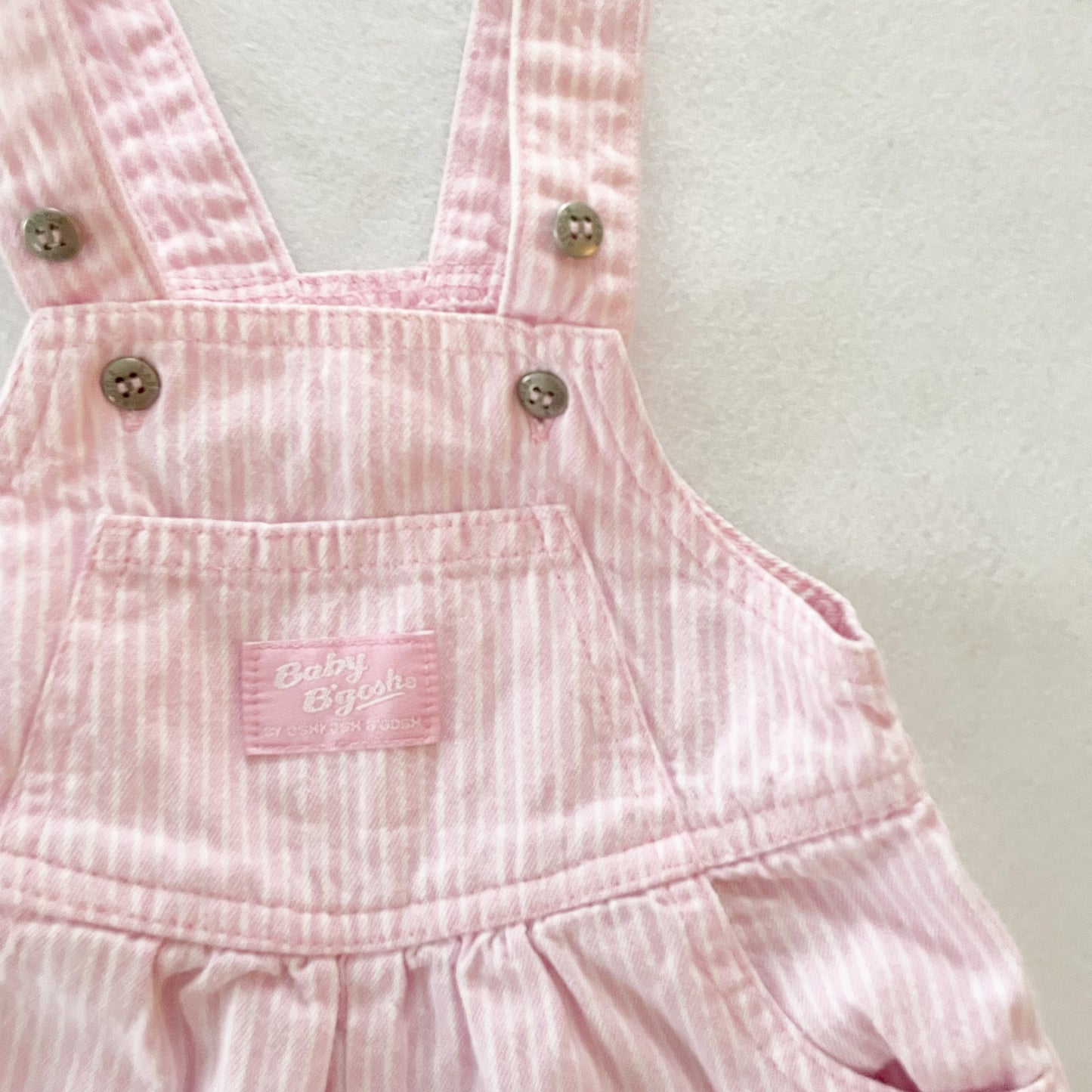 Baby B’gosh Pink Hickory Stripe Bubble Overalls