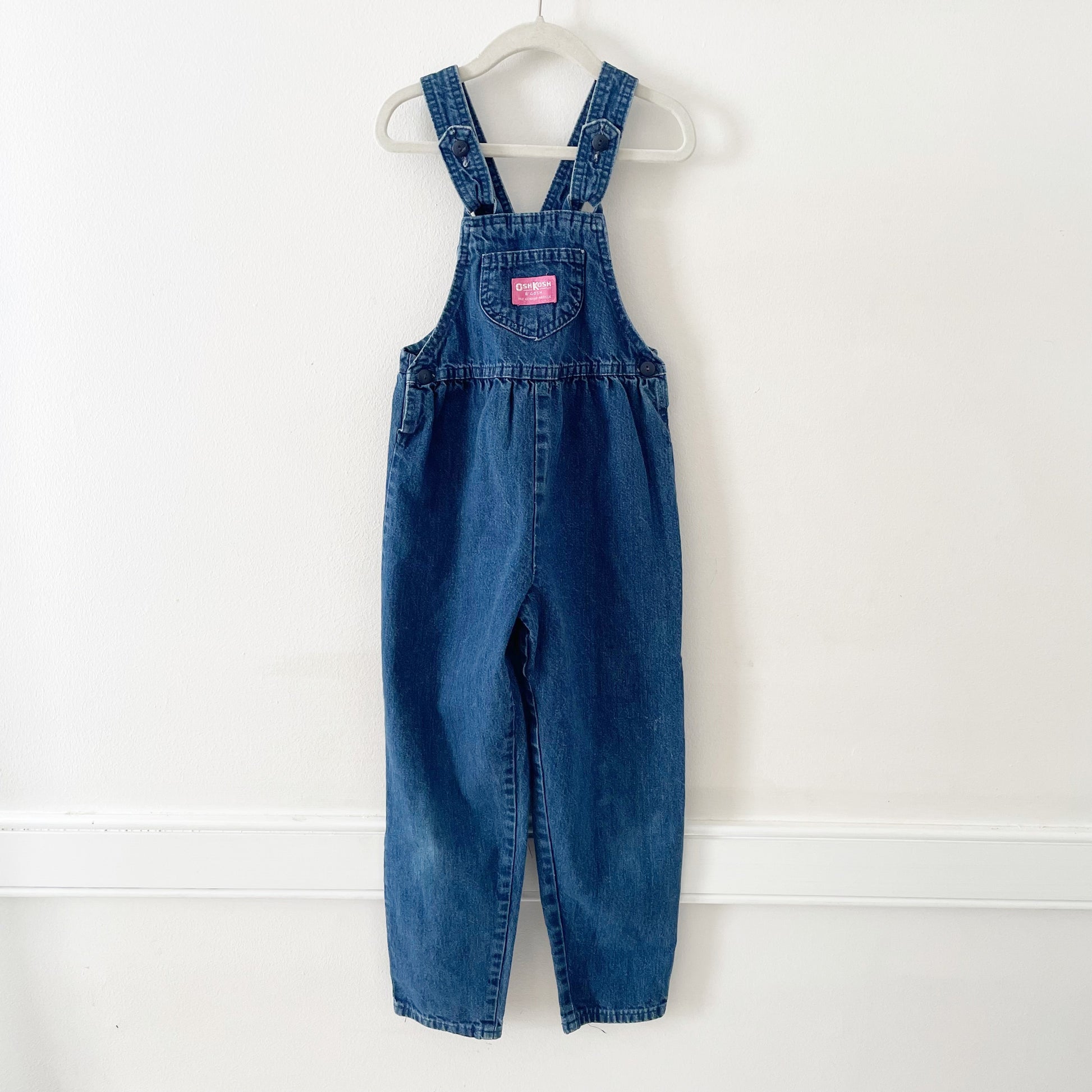 OshKosh Pink Label Bow Back Overalls - Yellow Clover Vintage Kids Clothes
