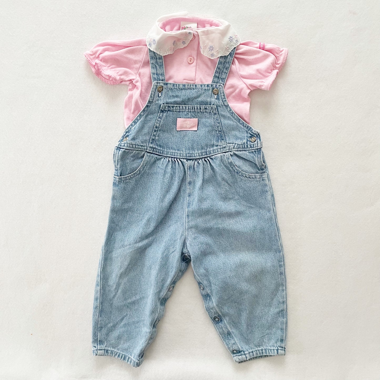 Vintage OshKosh Baby B’gosh Light Wash Bubble Overalls