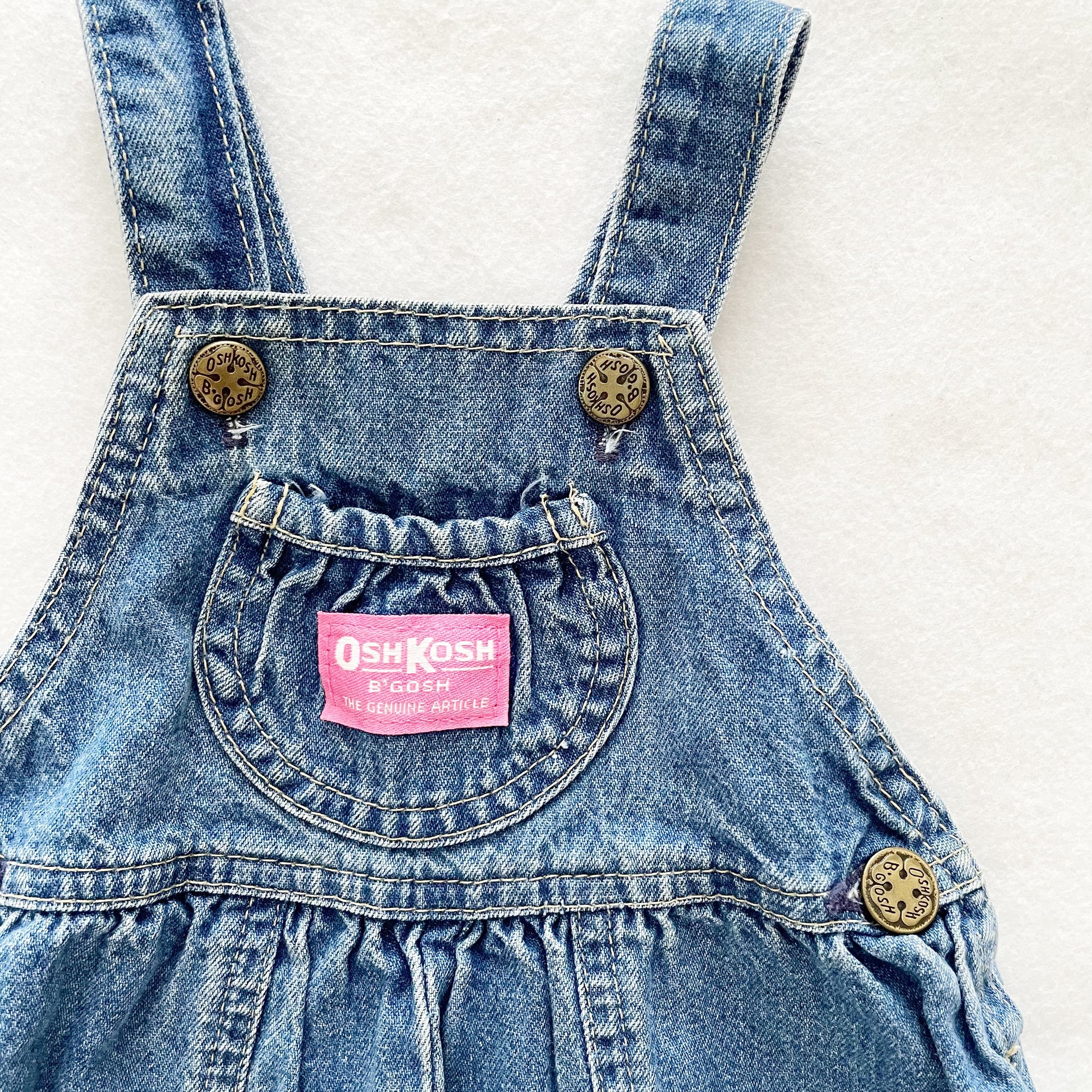 OshKosh Denim Bubble Overalls - Yellow Clover Vintage Kids Clothes