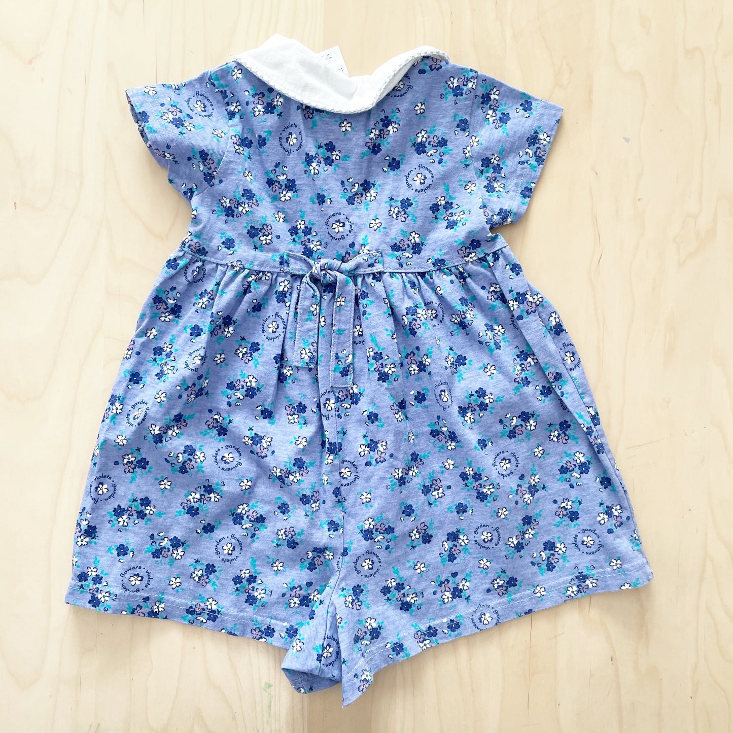 OshKosh Periwinkle Floral Romper - Yellow Clover Vintage Kids Clothes