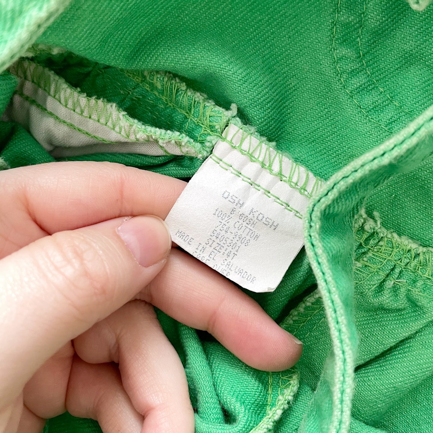OshKosh Green Shortalls - Yellow Clover Vintage Kids Clothes