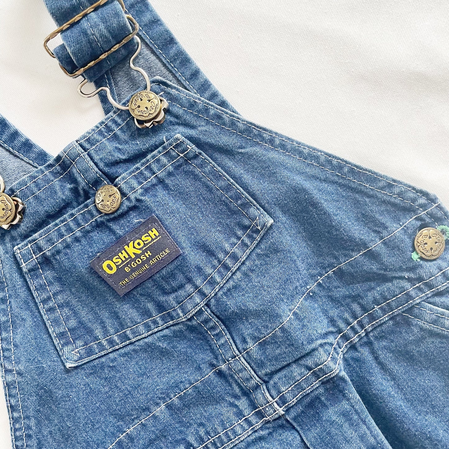 OshKosh Classic Cut Denim Overalls - Yellow Clover Vintage Kids Clothes