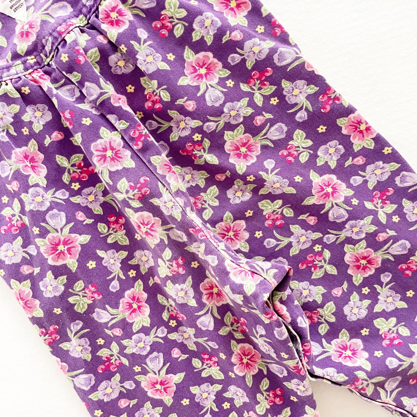 OshKosh Purple Pansy Overalls - Yellow Clover Vintage Kids Clothes