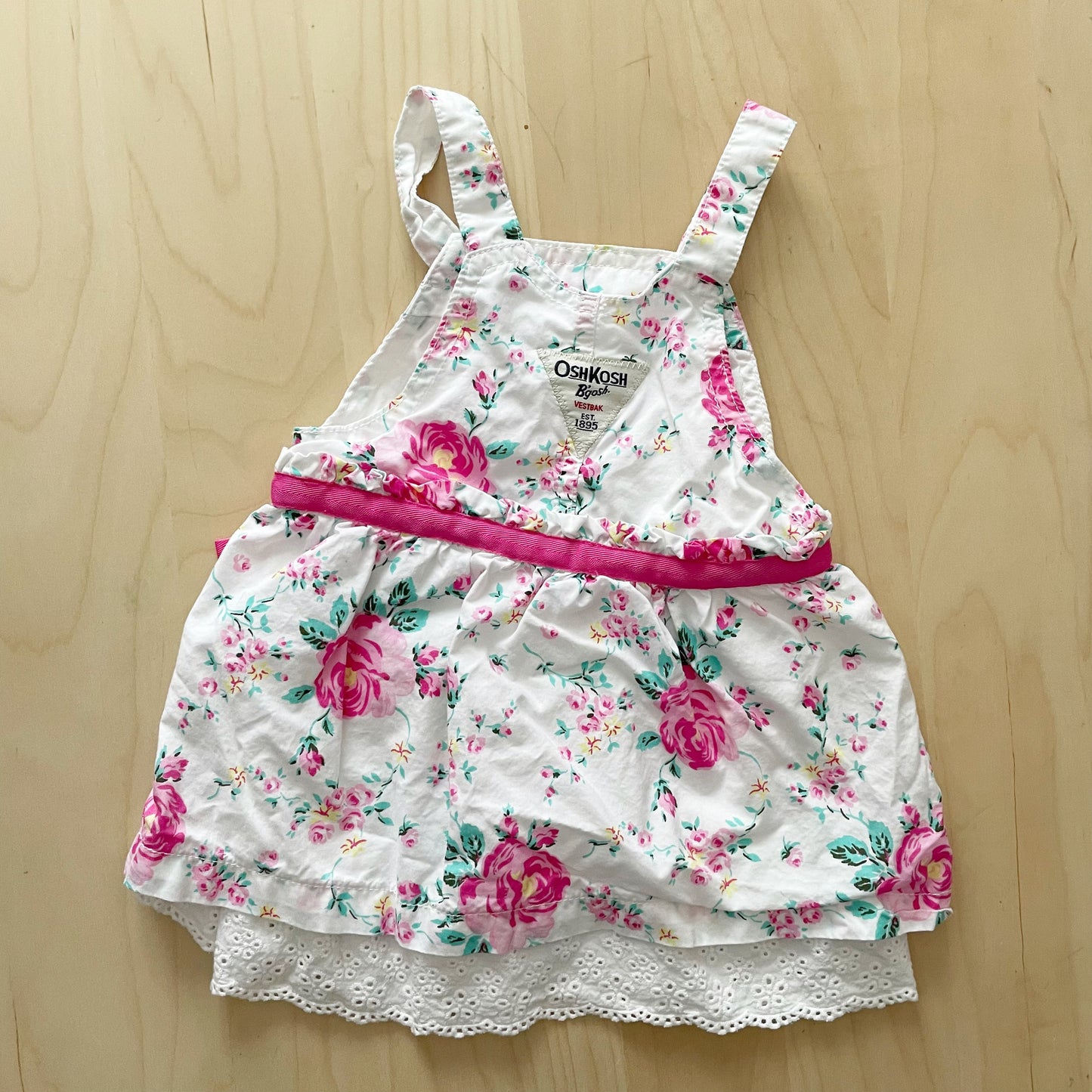 OshKosh Rose Floral Eyelet Trim Skirtall - Yellow Clover Vintage Kids Clothes