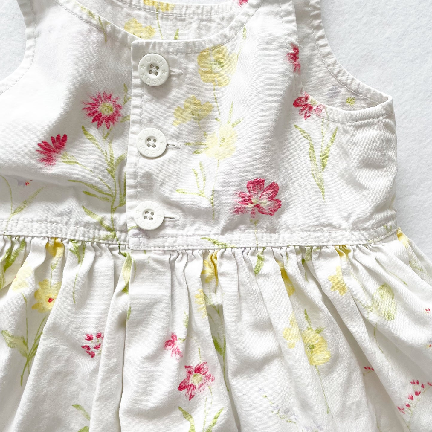 OshKosh White Floral Dress - Yellow Clover Vintage Kids Clothes