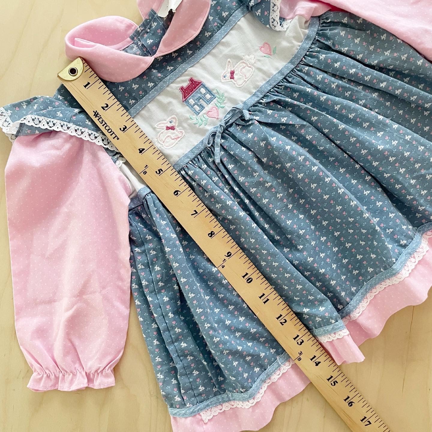 Vintage Bunnies and Houses Pinafore Dress