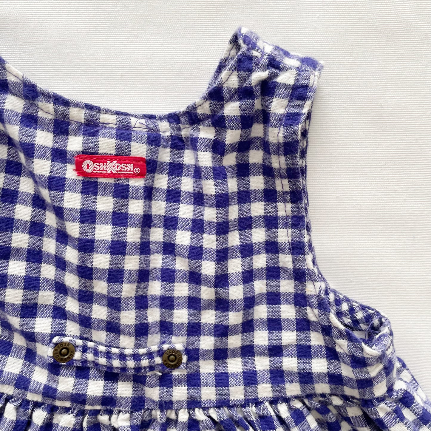 OshKosh Flannel Gingham Embroidered Dress - Yellow Clover Vintage Kids Clothes