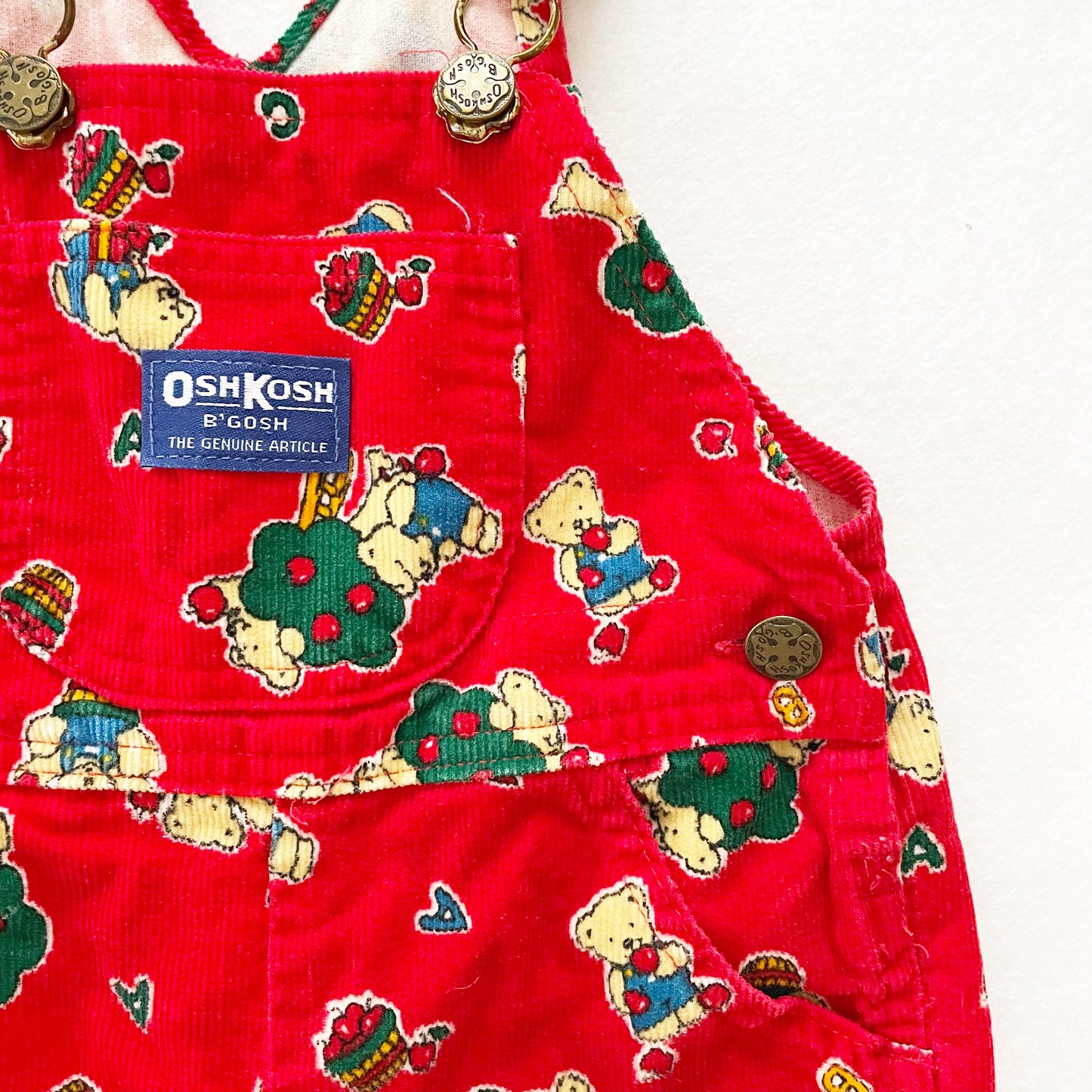 OshKosh Apple Tree Bears Cord Overalls